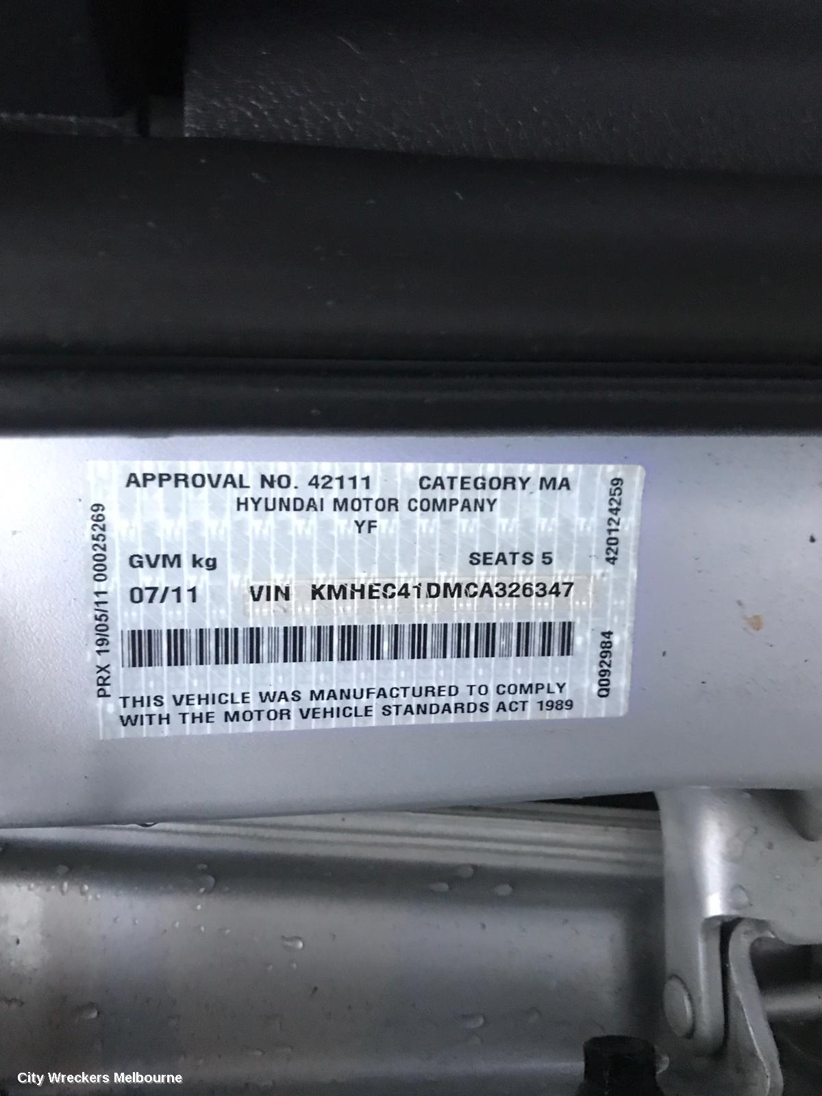 HYUNDAI I45 LEFT HEADLAMP, YF, 02/2010 - 04/2014