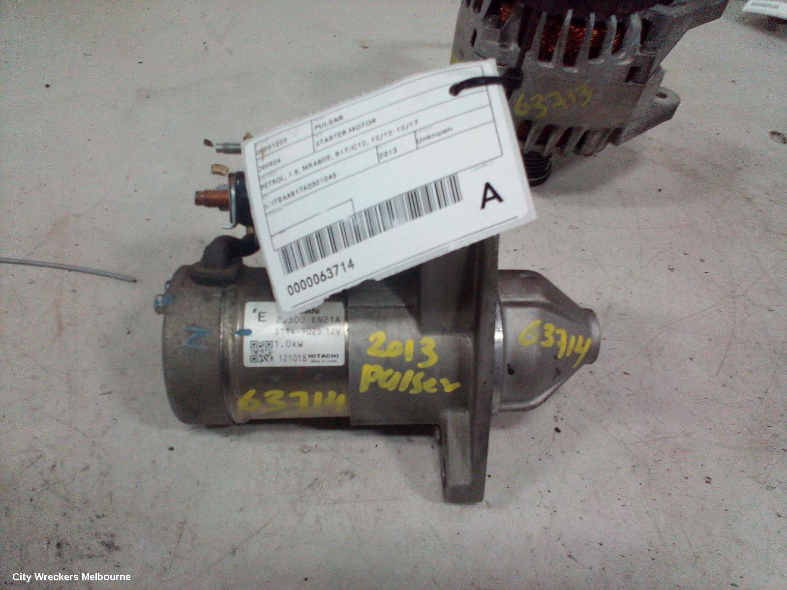 NISSAN PULSAR STARTER, PETROL, 1.8, MRA8DE, B17/C12, 12/2012 - 12/2017