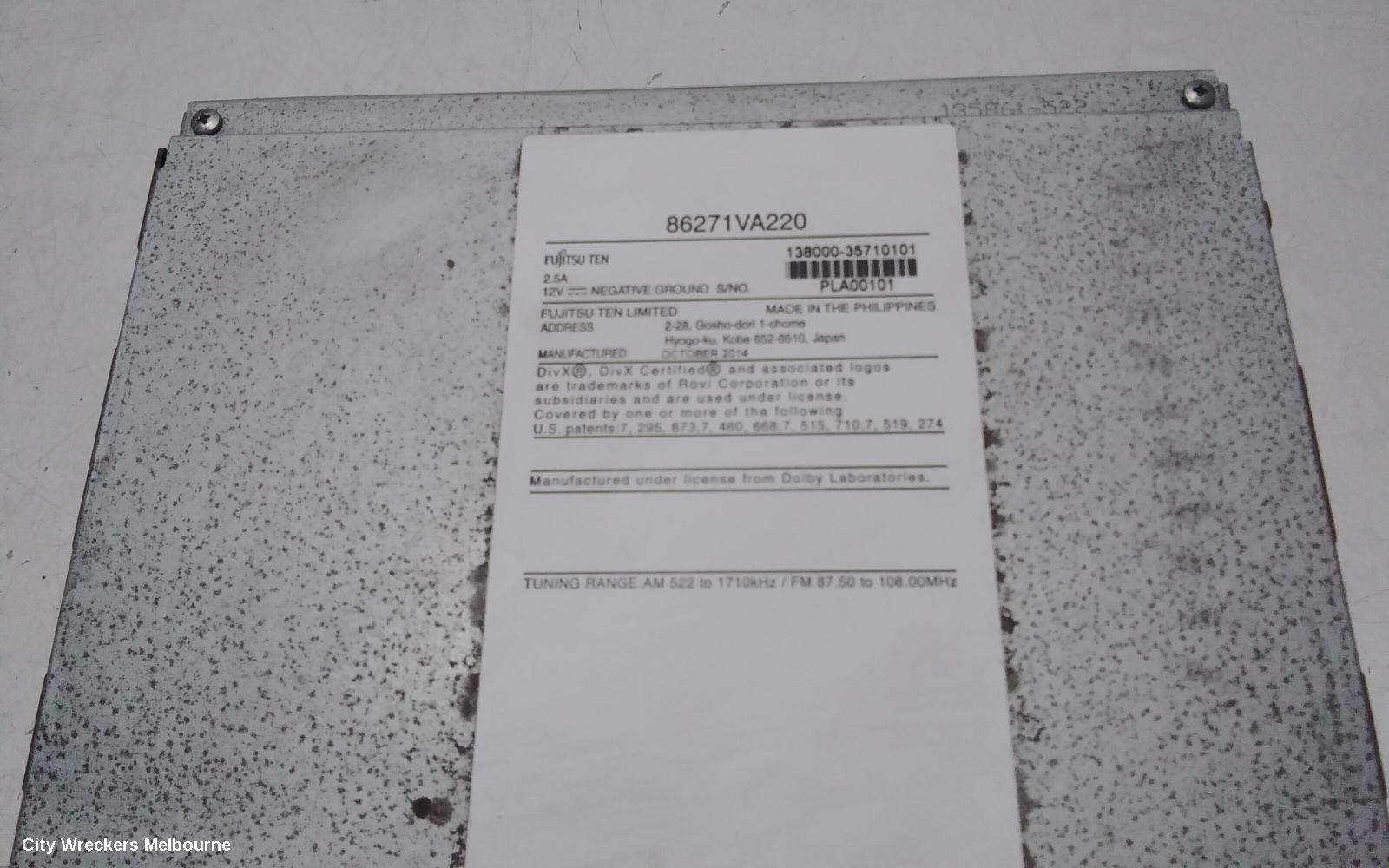 SUBARU WRX RADIO/CD/DVD/SAT/TV, SAT NAV HEAD UNIT, V1, 03/2014 ONWARDS