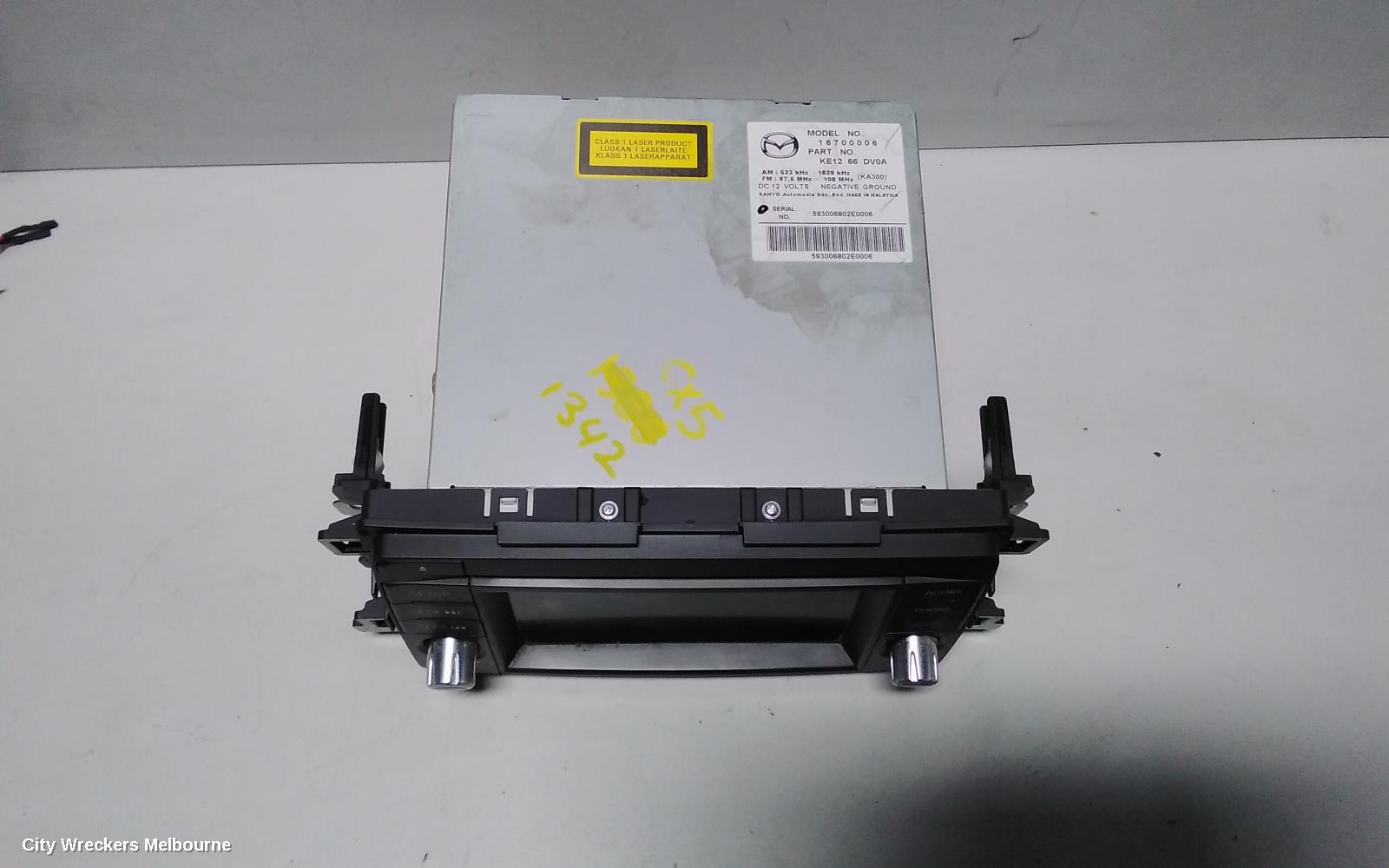MAZDA CX5 RADIO/CD/DVD/SAT/TV, SAT NAV, NON TOUCHSCREEN TYPE, KE, 02/2012 - 12/2016