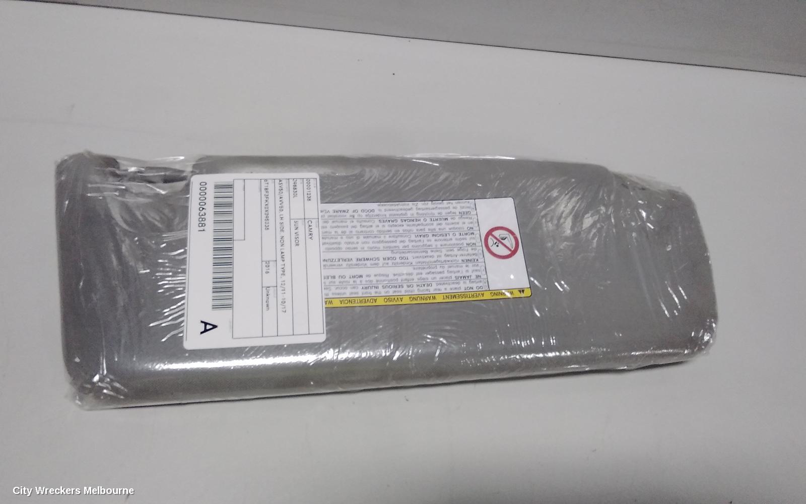 TOYOTA CAMRY SUNVISOR, ASV50/AVV50, LH SIDE, NON LAMP TYPE, 12/2011 - 10/2017