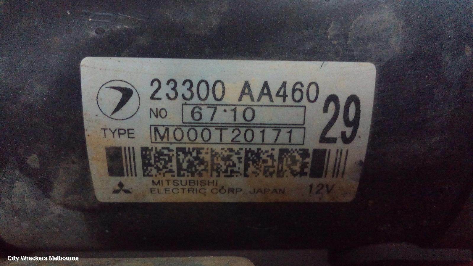SUBARU FORESTER STARTER, PETROL, EJ20/EJ25, NON TURBO, AUTO, 4 SPEED, 08/1997 - 12/2012