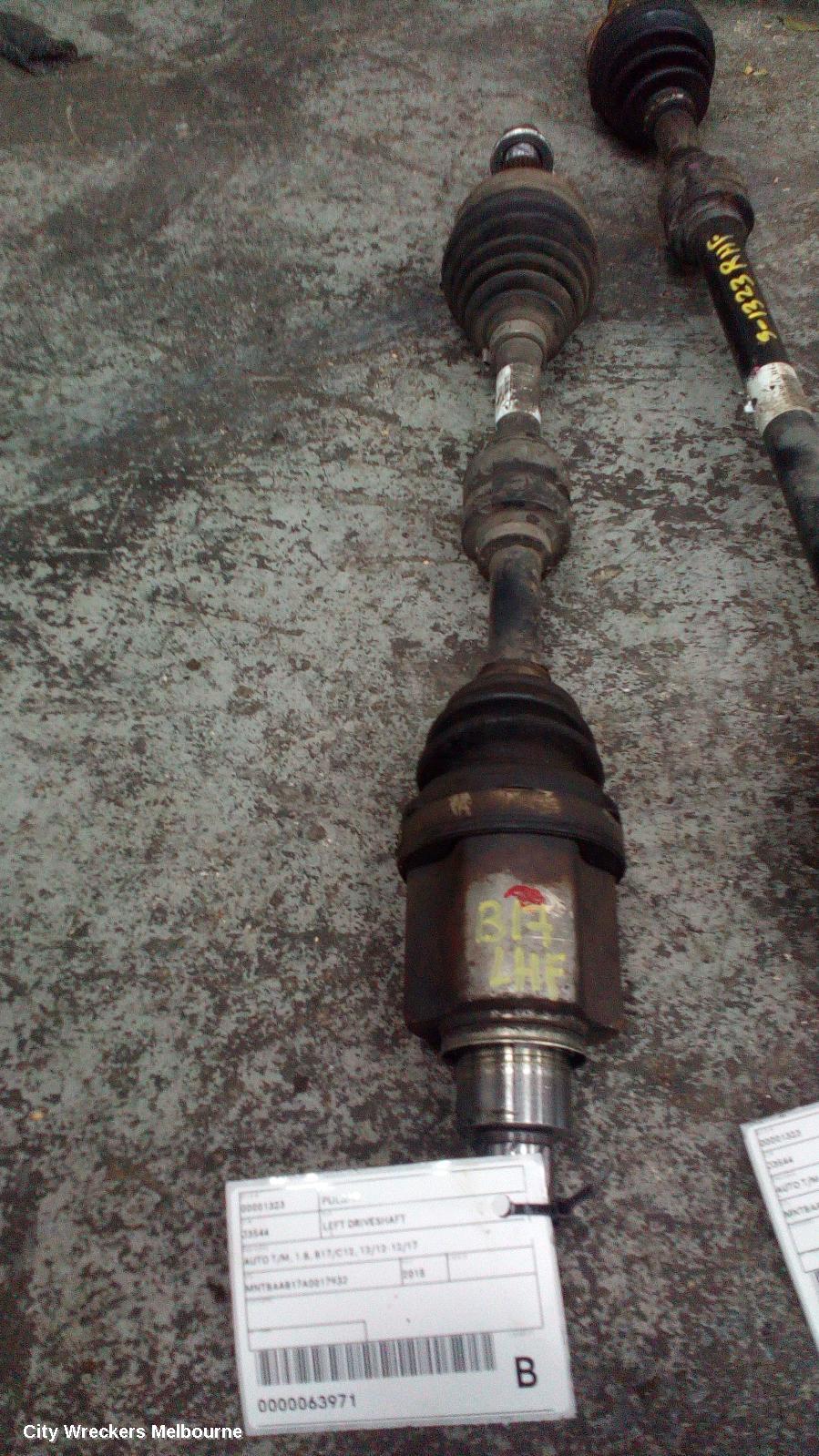 NISSAN PULSAR LEFT DRIVESHAFT, AUTO T/M, 1.8, B17/C12, 12/2012 - 12/2017