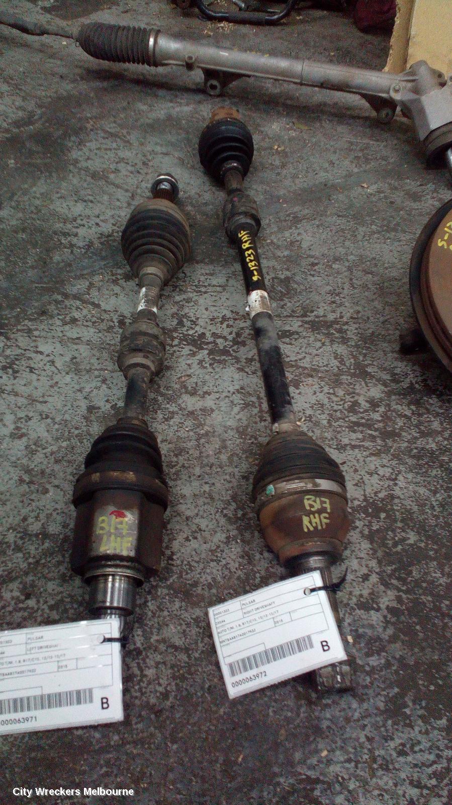 NISSAN PULSAR LEFT DRIVESHAFT, AUTO T/M, 1.8, B17/C12, 12/2012 - 12/2017