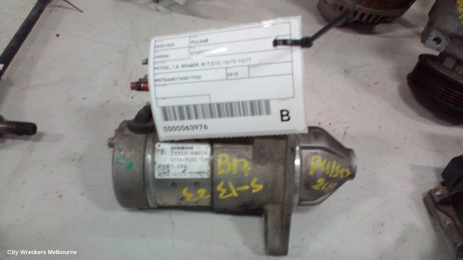 NISSAN PULSAR STARTER, PETROL, 1.8, MRA8DE, B17/C12, 12/2012 - 12/2017