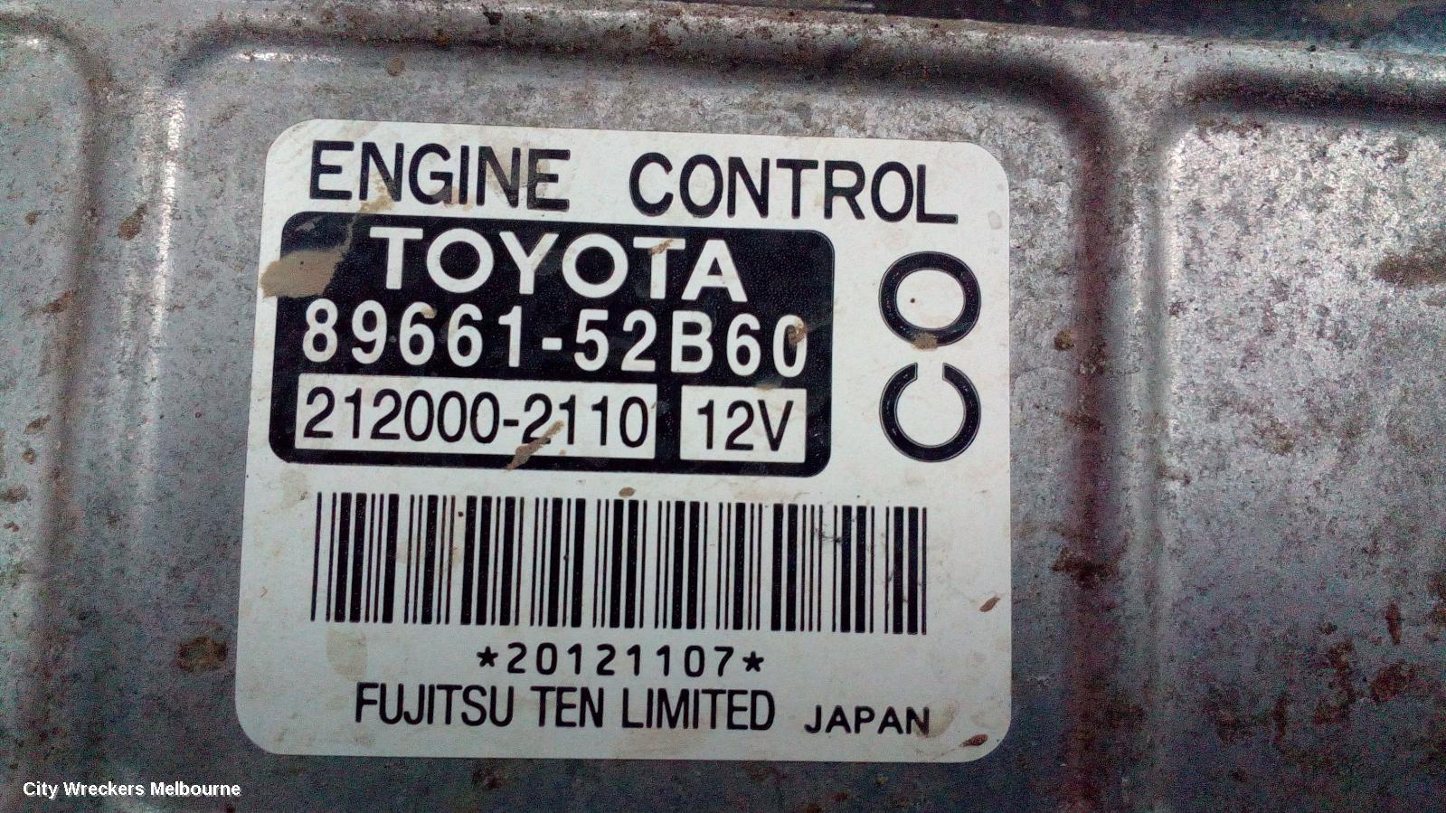 TOYOTA YARIS ECU, ENGINE ECU, 1.3, 2NZ, AUTO, ECU ONLY, NCP9#, 10/2005 - 07/2011
