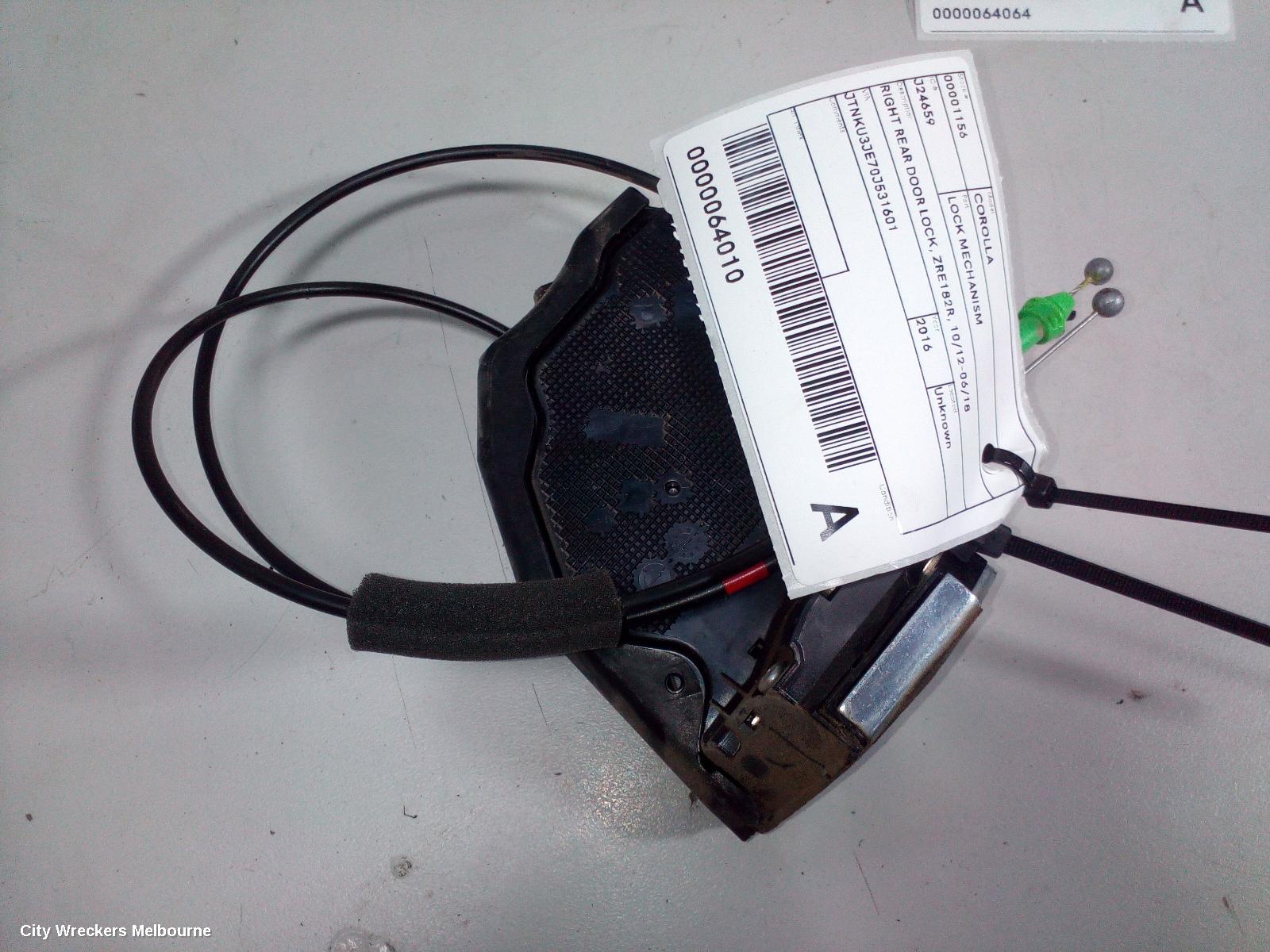 TOYOTA COROLLA DOOR/BOOT/GATE LOCK, RIGHT REAR DOOR LOCK, ZRE182R, ASCENT/ASCENT SPORT/LEVIN SX/SX/ZR, 10/2012 - 06/2018