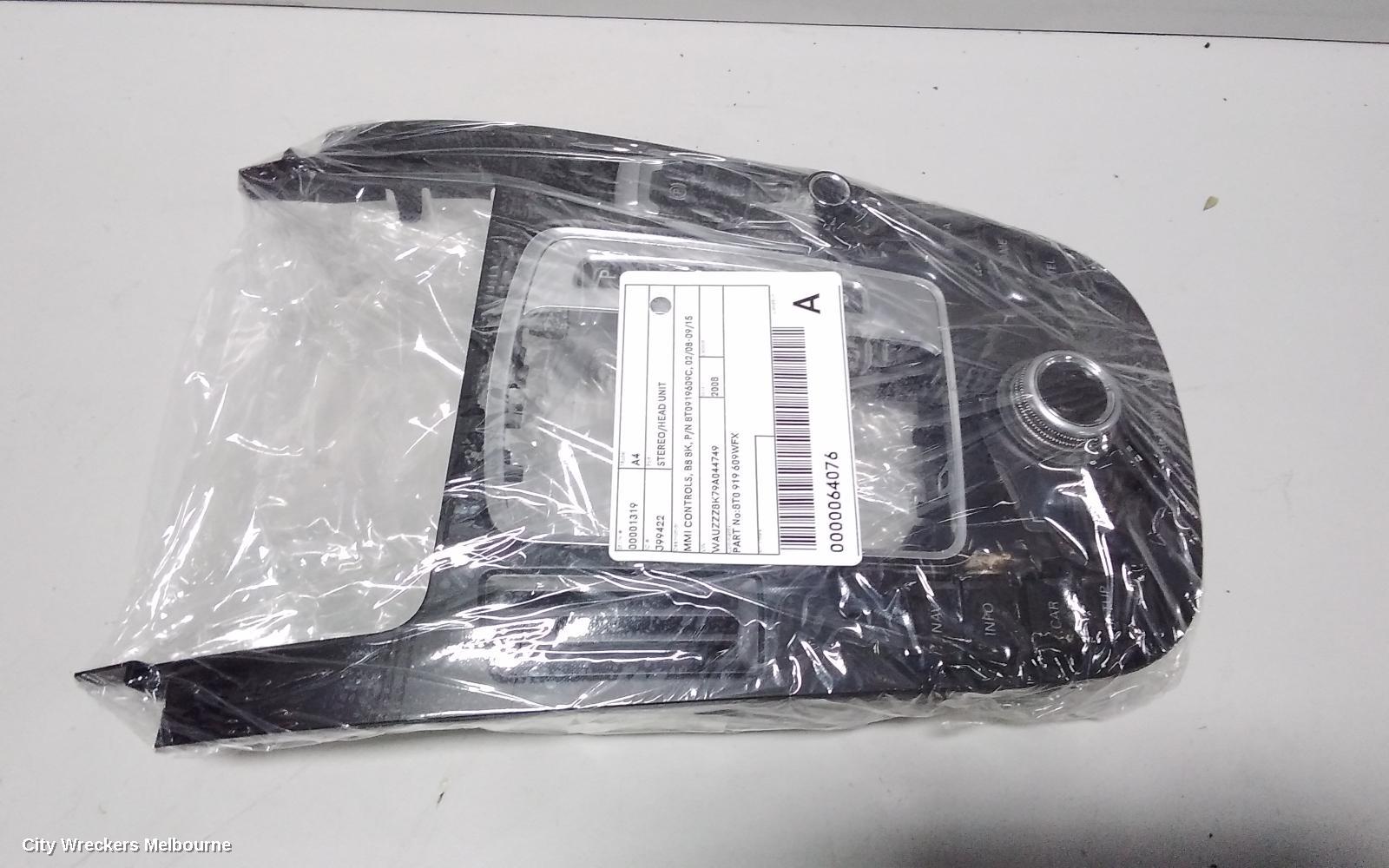 AUDI A4 RADIO/CD/DVD/SAT/TV, MMI CONTROLS, B8 8K, P/N 8T0919609C, 02/2008 - 09/2015