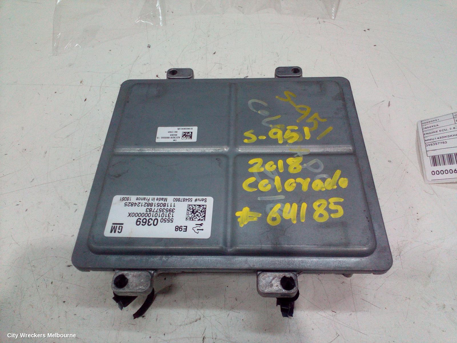 HOLDEN COLORADO ECU, ENGINE ECU, 2.8, DIESEL, P/N 395357783, ECU ONLY, RG, 01/2012 ONWARDS