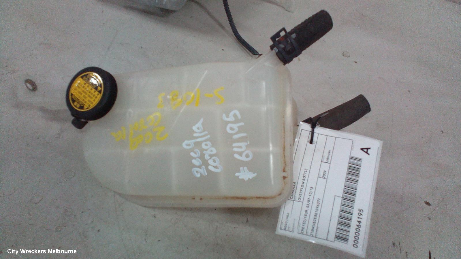 TOYOTA COROLLA OVERFLOW BOTTLE, ZRE152/20153R, 03/2007 - 10/2013