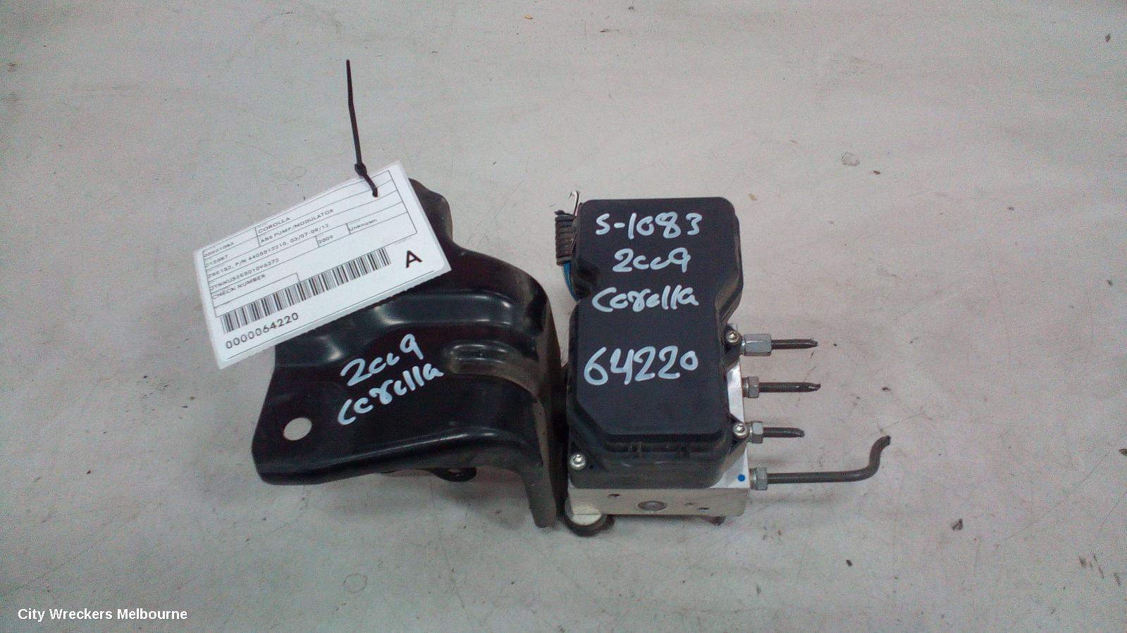 TOYOTA COROLLA ABS PUMP/MODULATOR, ZRE152, P/N 4405012210, 03/2007 - 09/2012