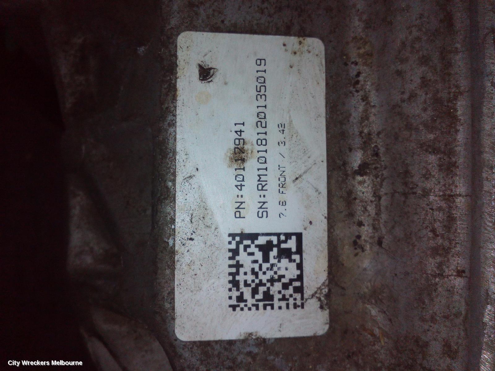 HOLDEN COLORADO DIFFERENTIAL CENTRE, FRONT, 2.8, AUTO T/M, RG/RG 7, 3.42 RATIO, 01/2012 - 12/2020
