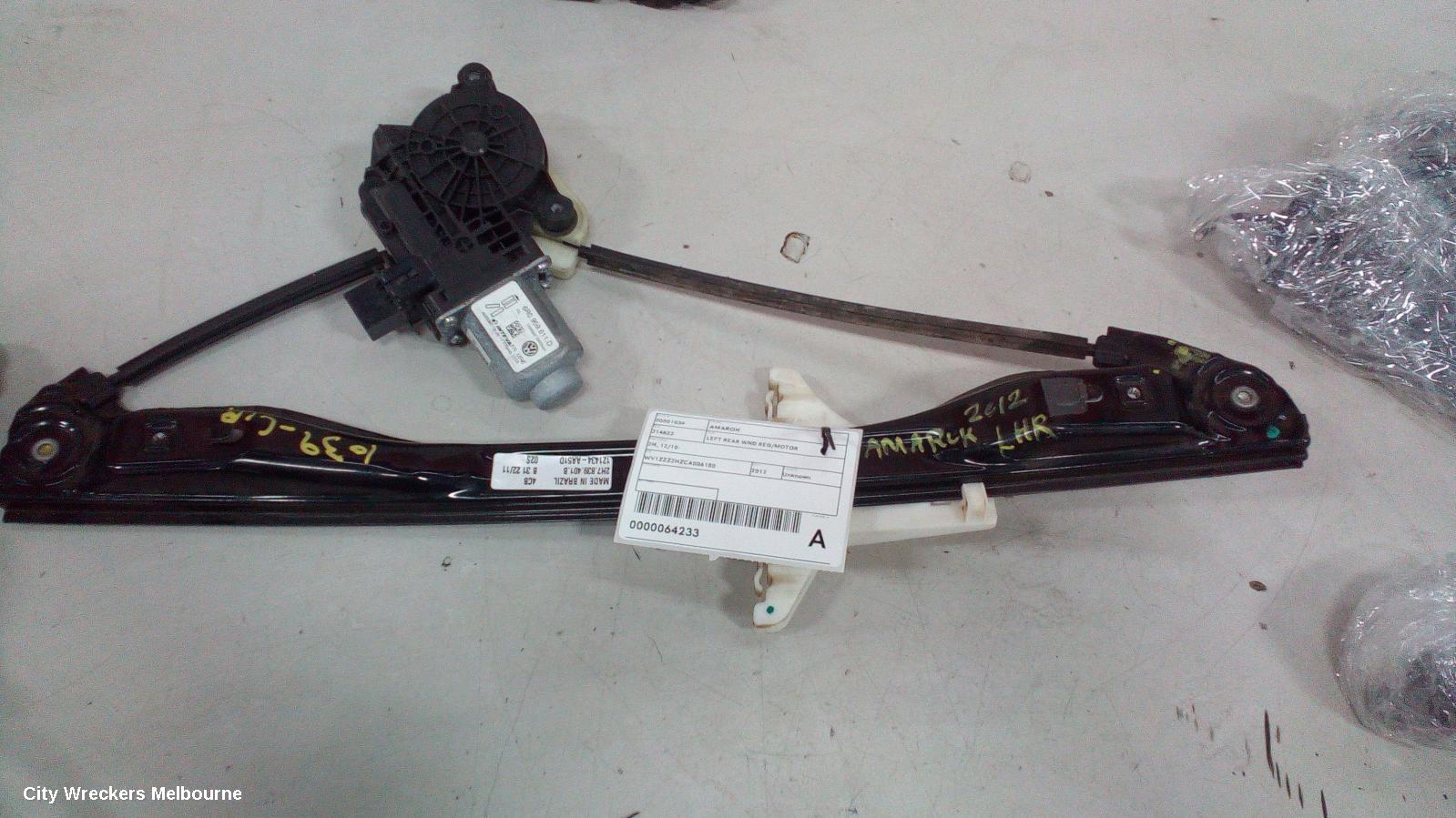 VOLKSWAGEN AMAROK LEFT REAR WND REG/MOTOR, 2H, 12/2010 ONWARDS