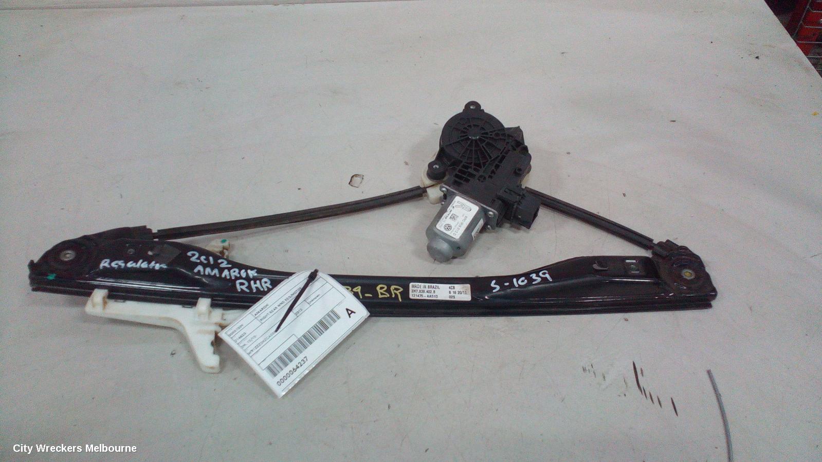 VOLKSWAGEN AMAROK RIGHT REAR WND REG/MOTOR, 2H, 12/2010 ONWARDS