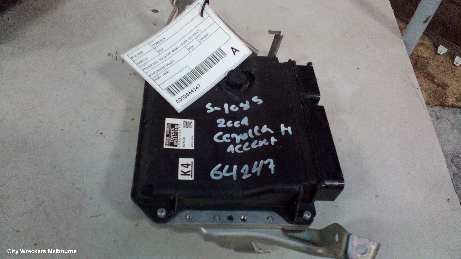 TOYOTA COROLLA ECU, ENGINE ECU, AUTO T/M, 89661-12C60, ECU ONLY, ZRE152/20153R, 03/2007 - 10/2013
