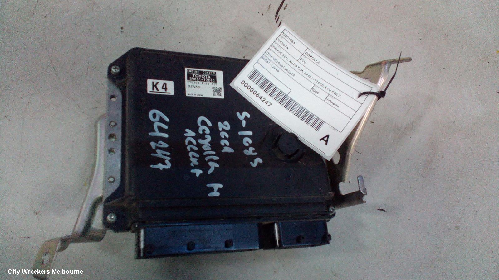 TOYOTA COROLLA ECU, ENGINE ECU, AUTO T/M, 89661-12C60, ECU ONLY, ZRE152/20153R, 03/2007 - 10/2013