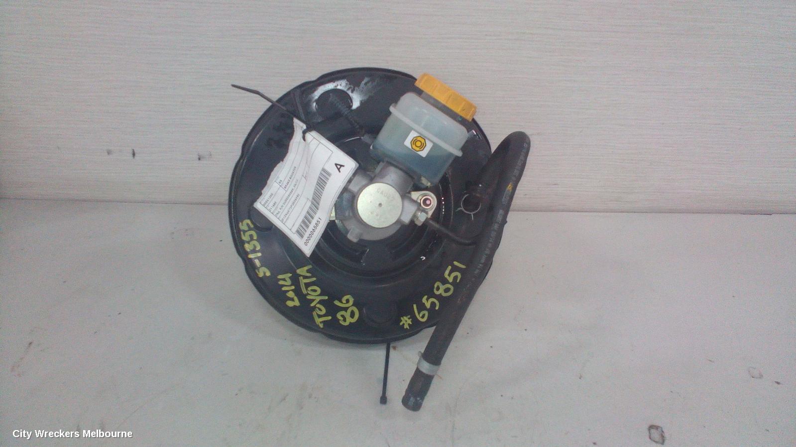 TOYOTA 86 BRAKE BOOSTER, ZN6, P/N SU00300589, 04/2012 ONWARDS