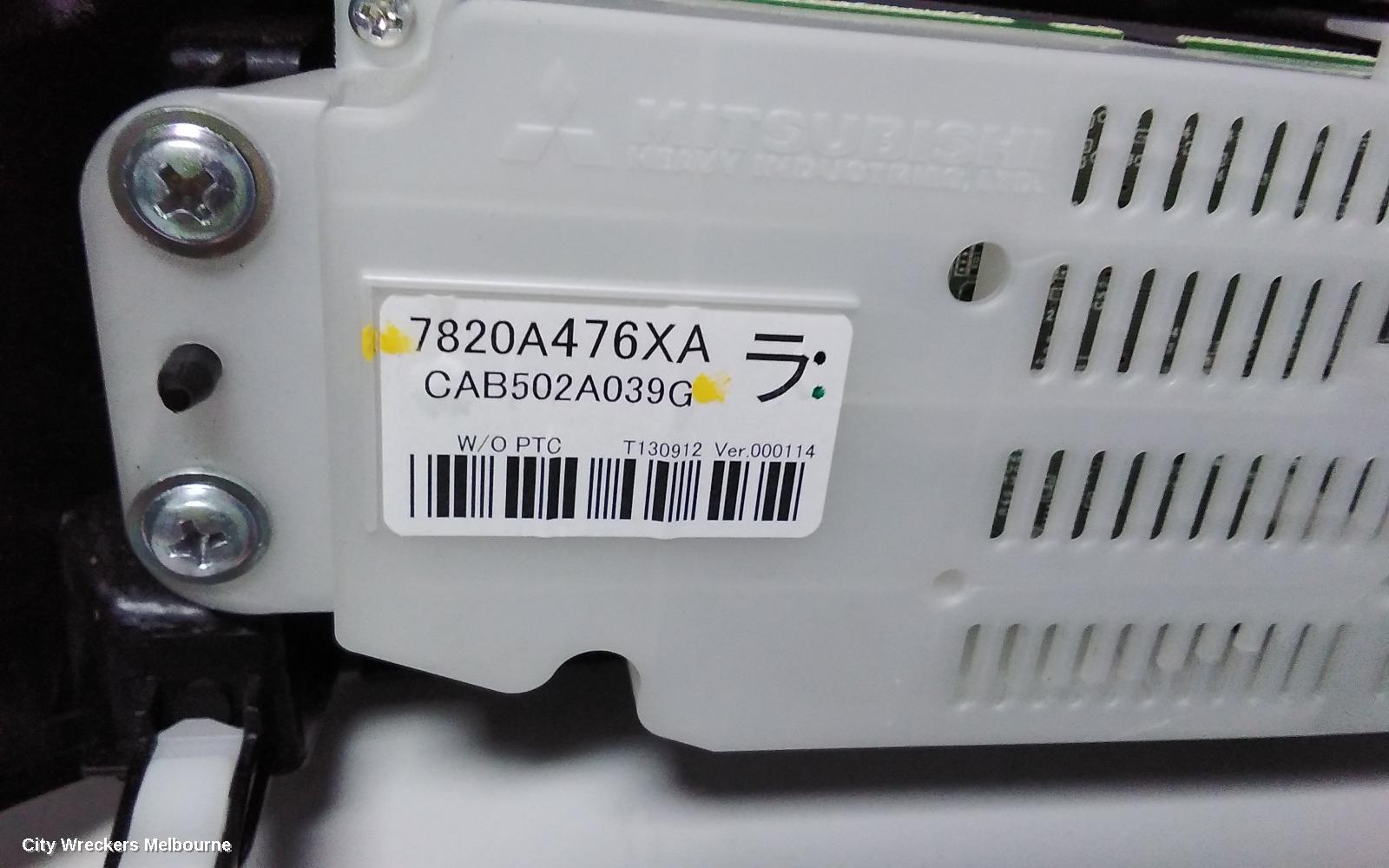 MITSUBISHI OUTLANDER HEATER/AC CONTROLS, SINGLE ZONE CLIMATE CONTROL TYPE, ZJ-ZK, 10/2012 ONWARDS