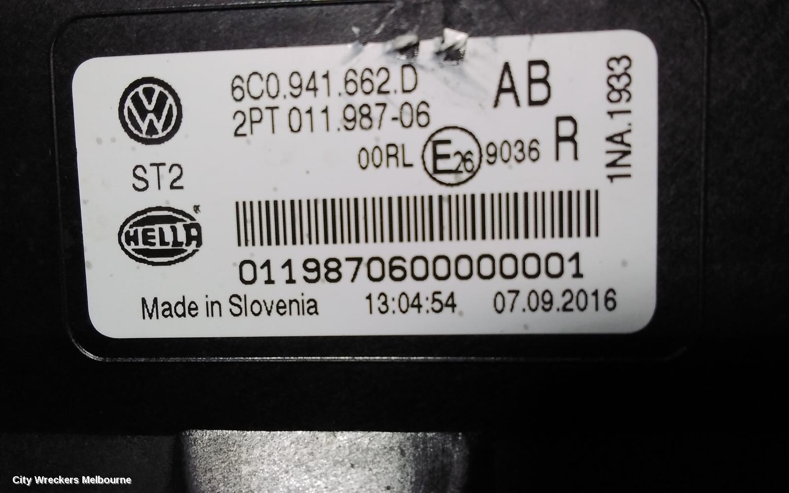 VOLKSWAGEN POLO RIGHT INDICATOR/FOG/SIDE, BUMPER FOGLAMP, 6R, 05/2014 - 09/2017