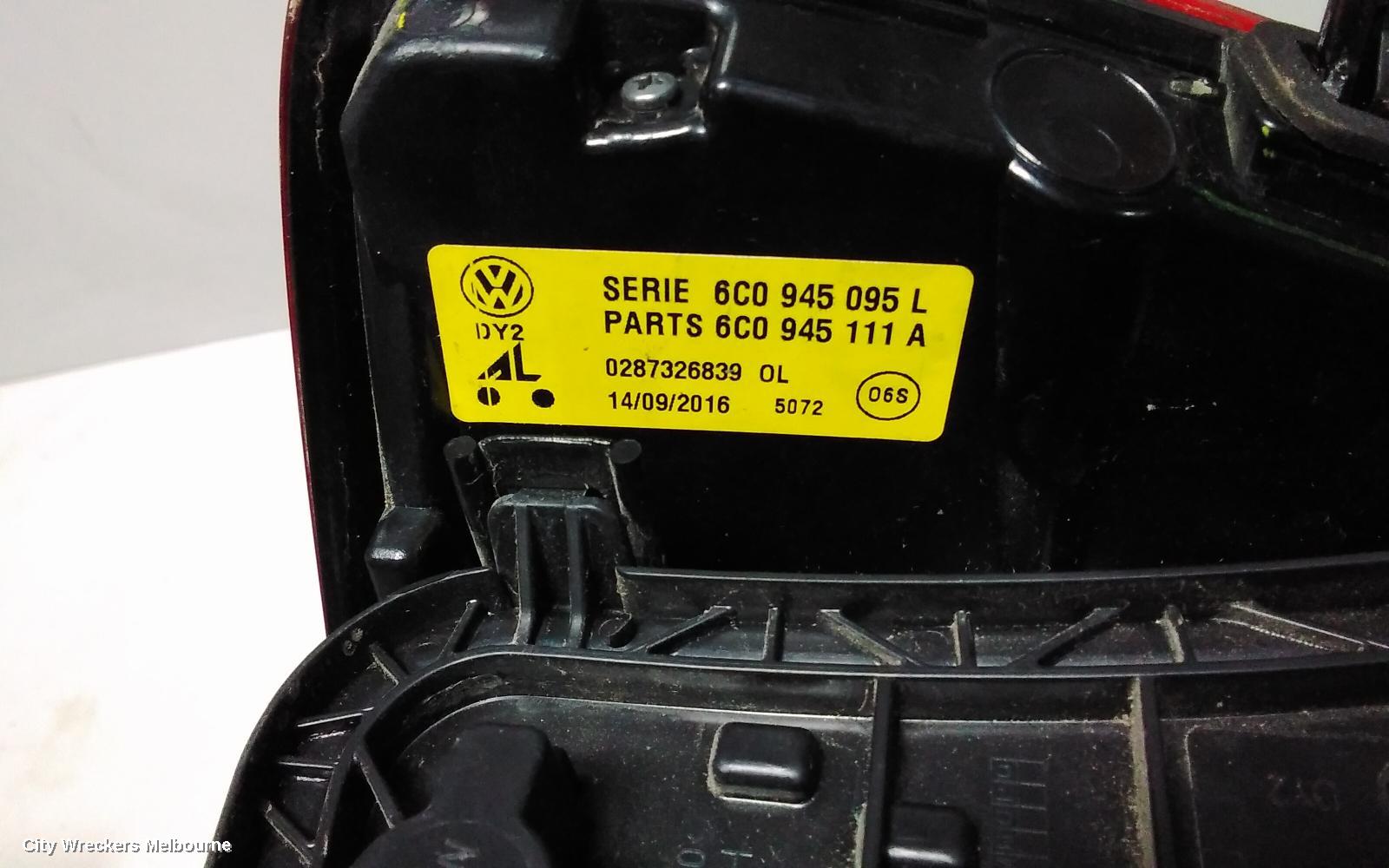 VOLKSWAGEN POLO LEFT TAILLIGHT, 6R, COMFORTLINE/TRENDLINE, RED INSERT TYPE, 05/2014 - 09/2017