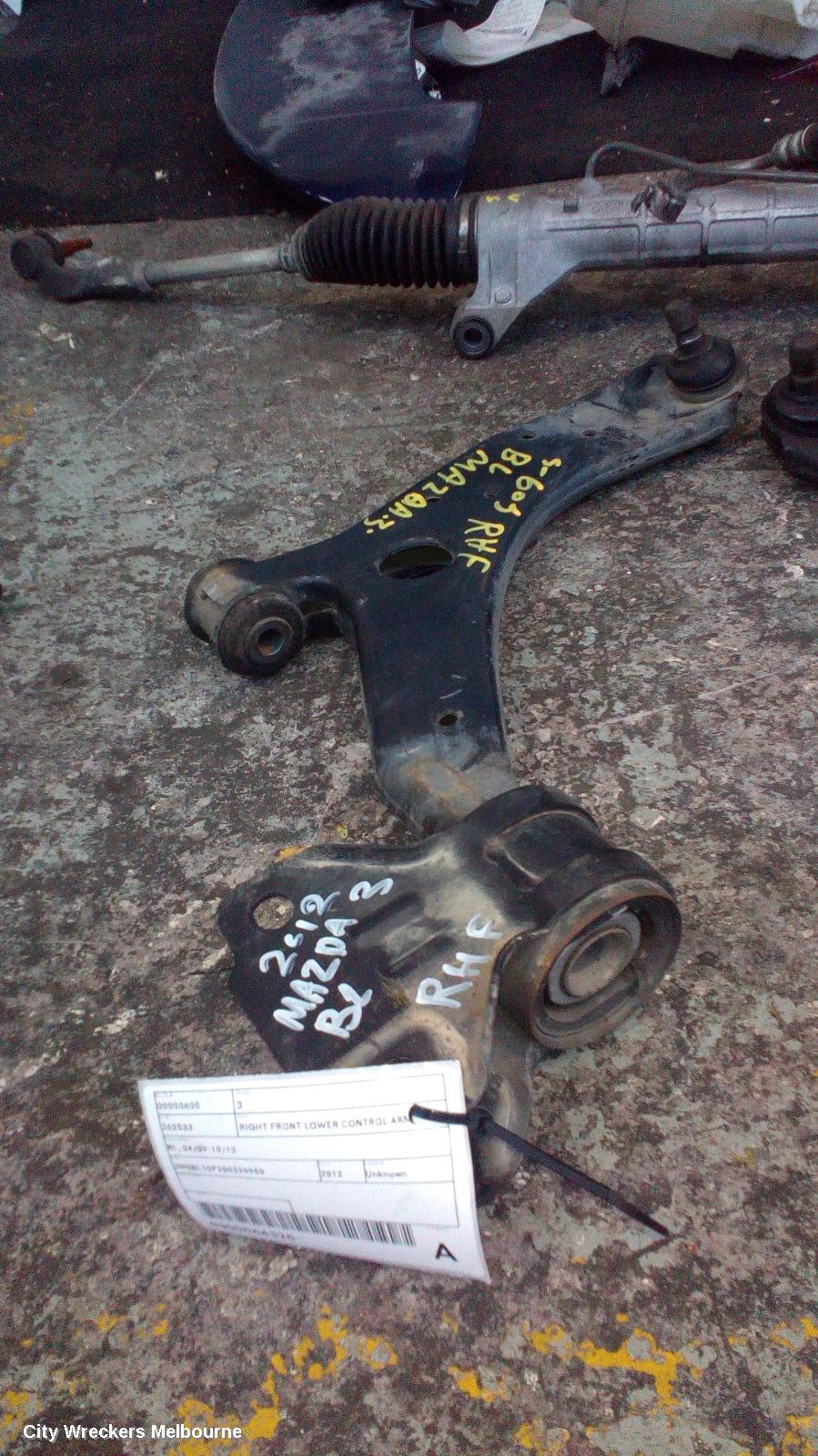 MAZDA 3 RIGHT FRONT LOWER CONTROL ARM, BL, 04/2009 - 10/2013
