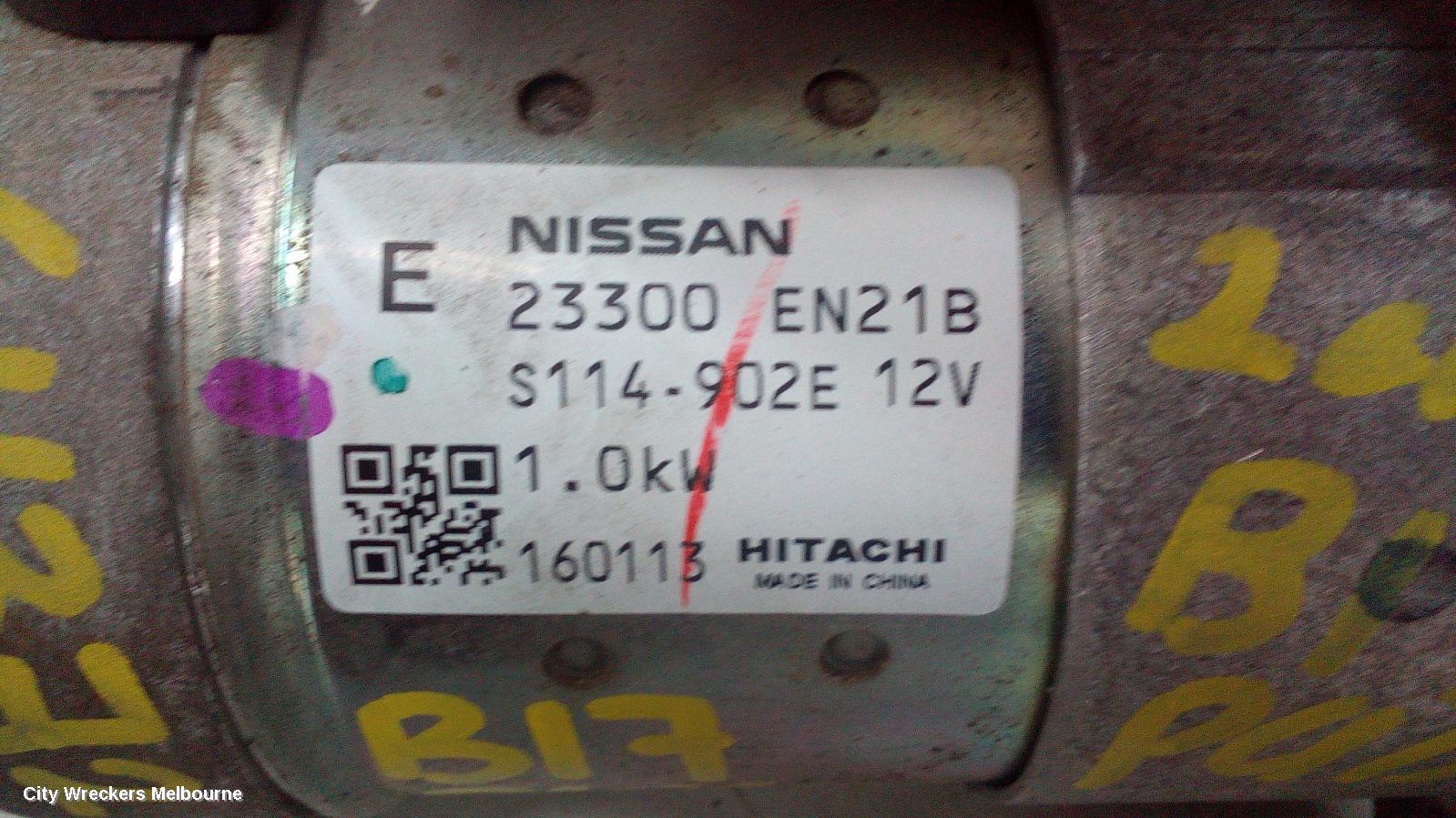 NISSAN PULSAR STARTER, PETROL, 1.8, MRA8DE, B17/C12, 12/2012 - 12/2017