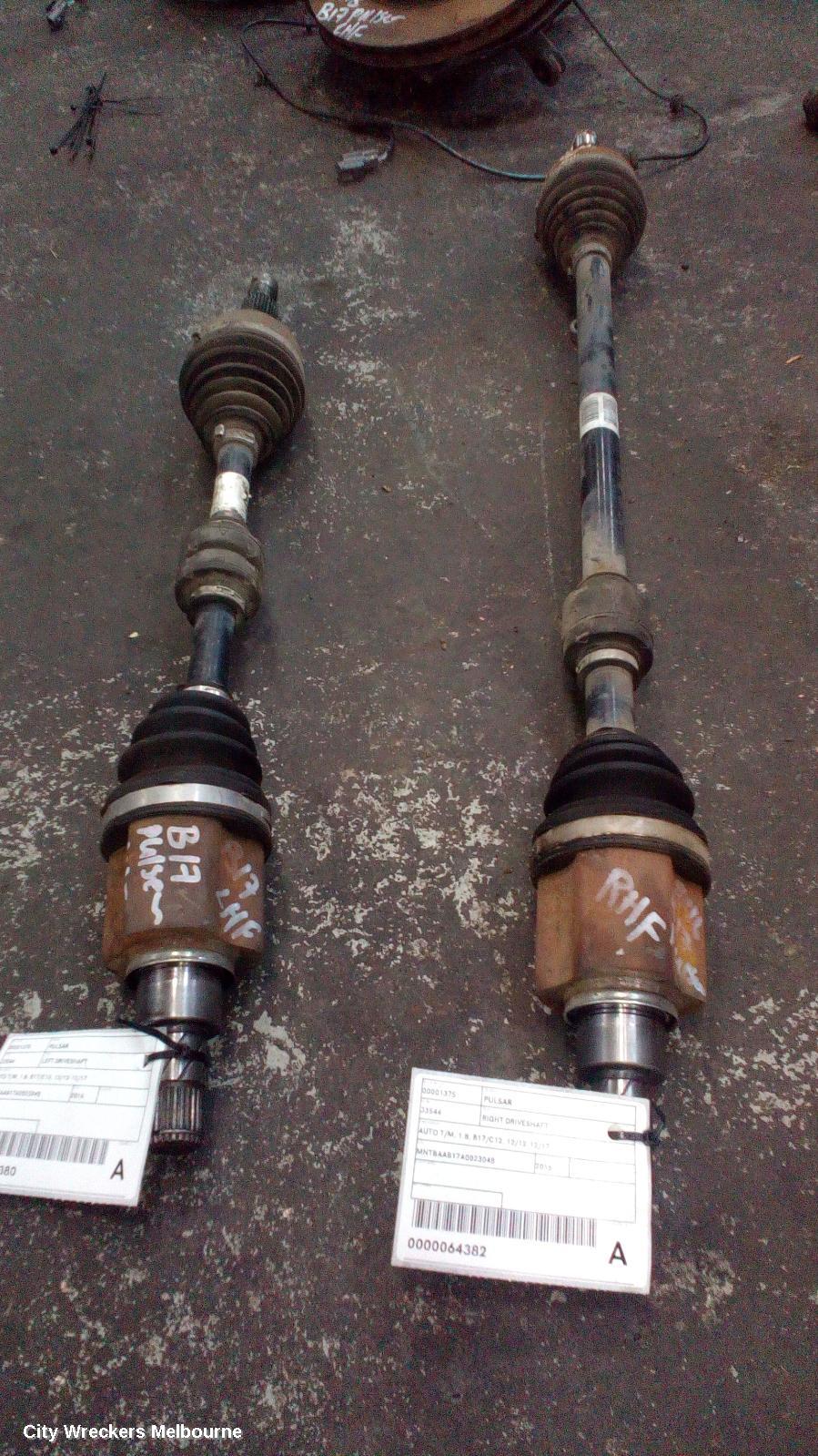 NISSAN PULSAR LEFT DRIVESHAFT, AUTO T/M, 1.8, B17/C12, 12/2012 - 12/2017