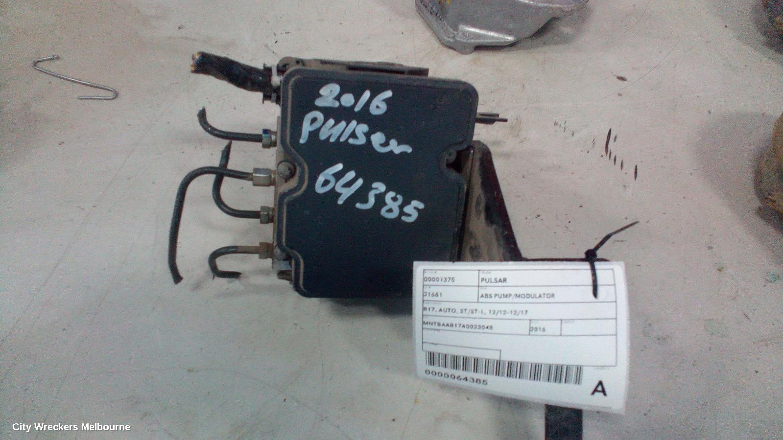NISSAN PULSAR ABS PUMP/MODULATOR, B17, AUTO, ST/ST-L, 12/2012 - 12/2017