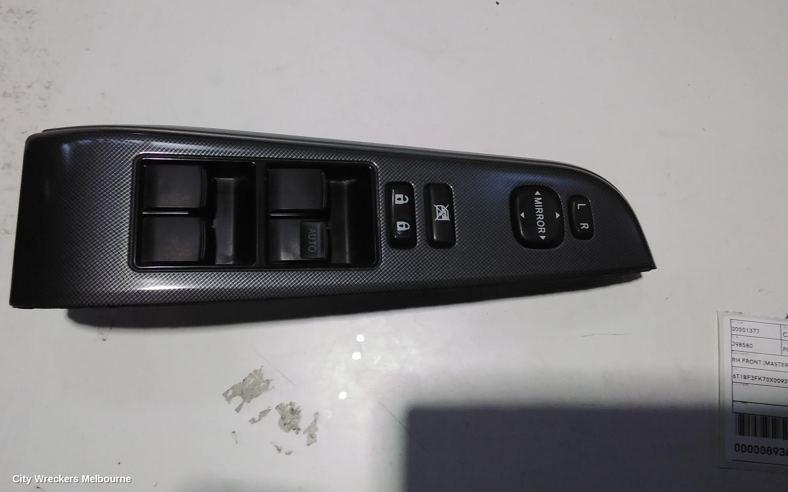 TOYOTA CAMRY PWR DR WIND SWITCH, RH FRONT (MASTER SWITCH), ASV50/AVV50, 12/2011 - 10/2017