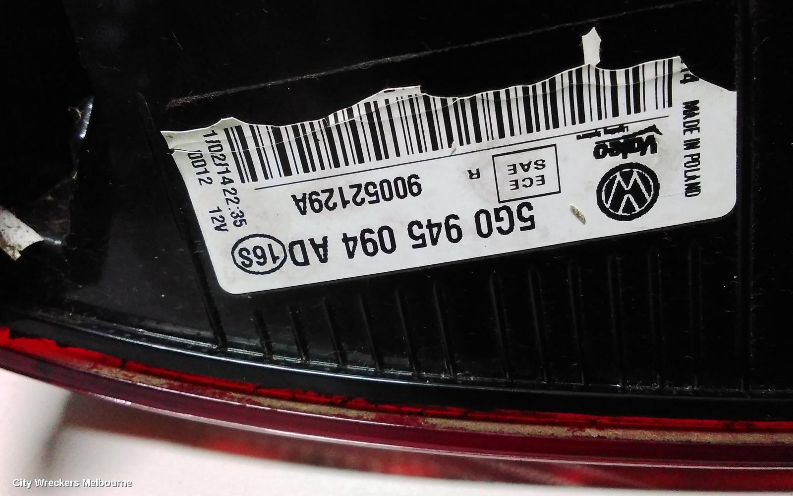 VOLKSWAGEN GOLF REAR GARNISH, TAILGATE LAMP (RH SIDE), GEN 7, HATCH, 04/2013 - 03/2017