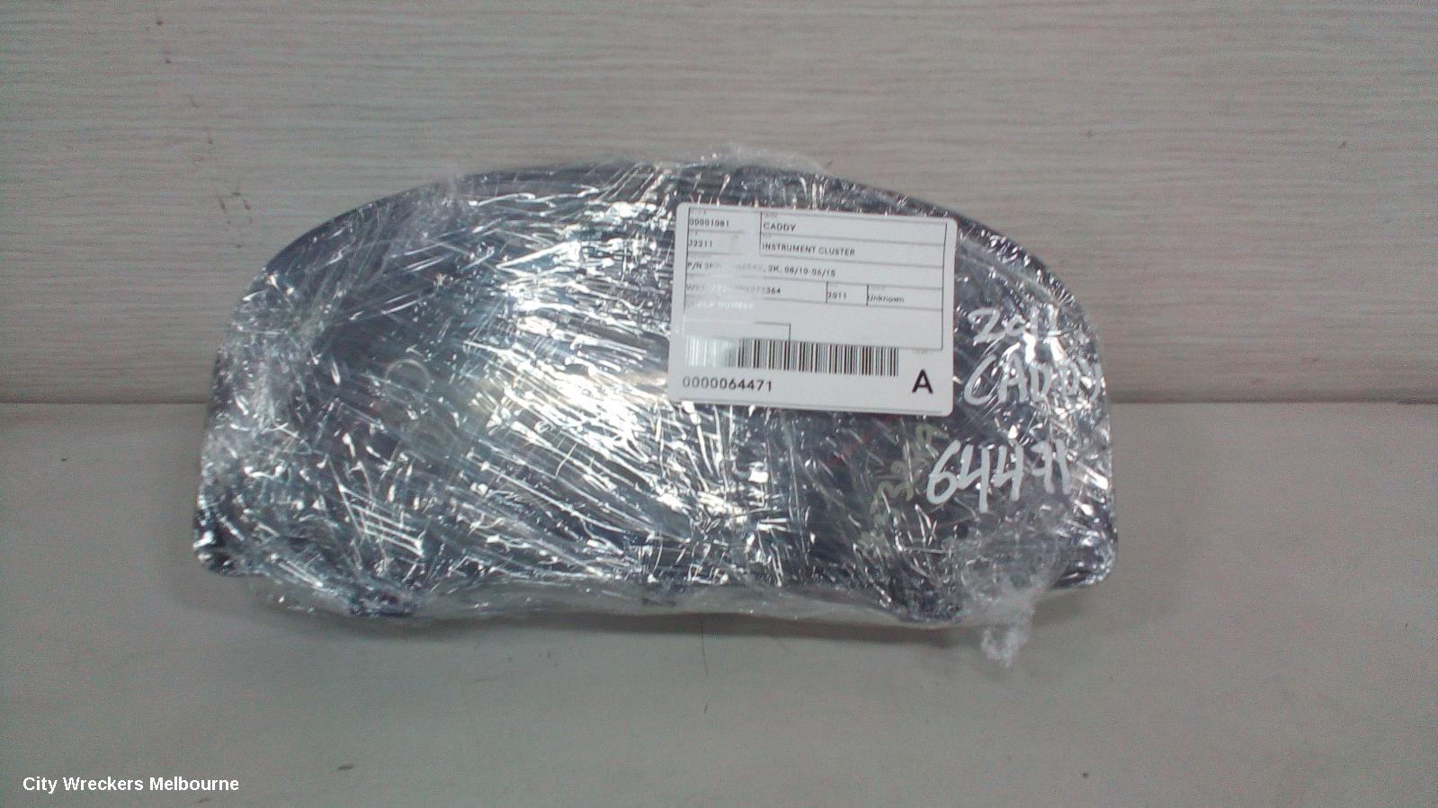 VOLKSWAGEN CADDY INSTRUMENT CLUSTER, P/N 2K0920865AX, 2K, 08/2010 - 06/2015
