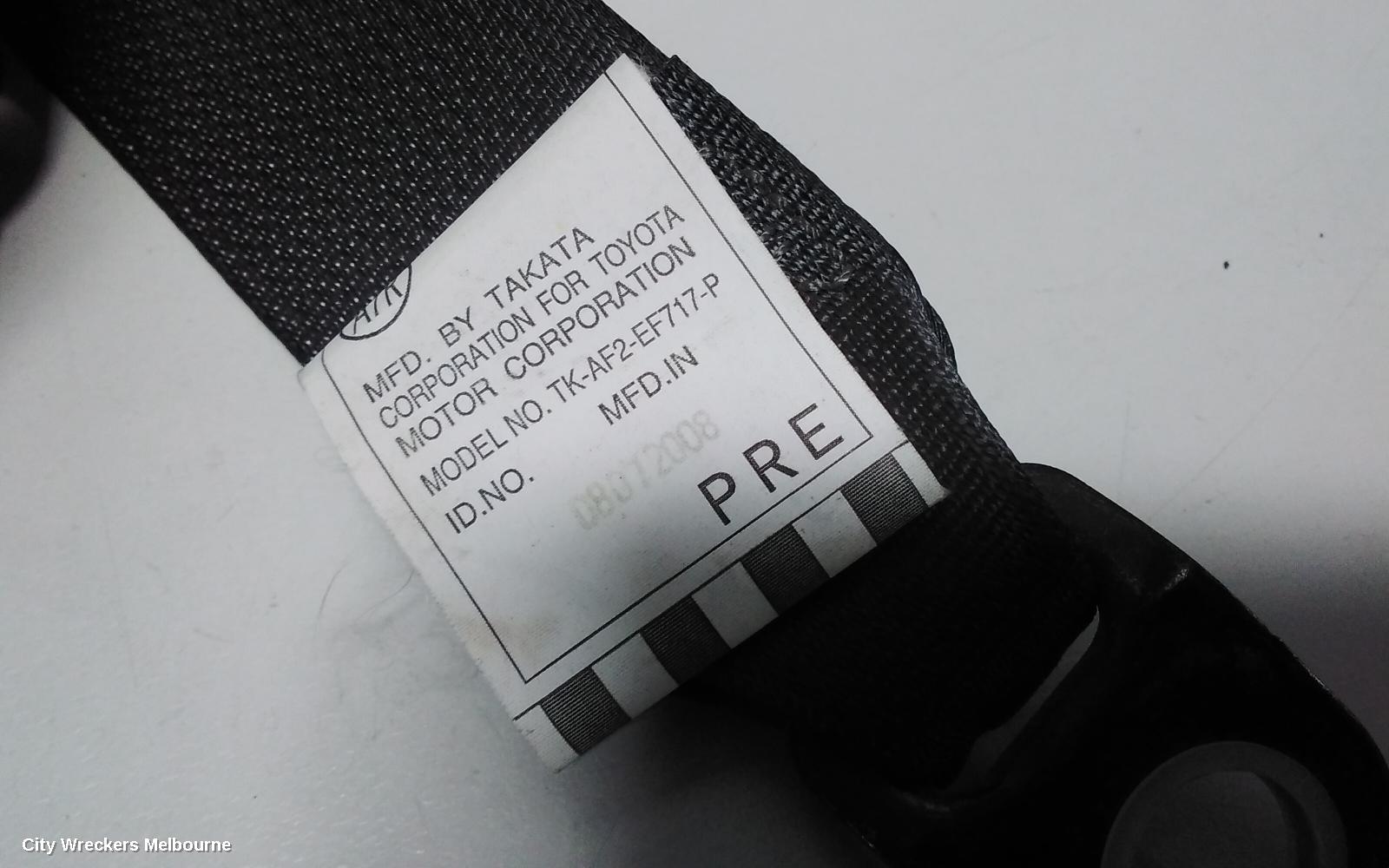 TOYOTA COROLLA SEATBELT/STALK, RH FRONT, SEAT BELT ONLY, GREY, ZRE152R, HATCH, 03/2007 - 12/2013