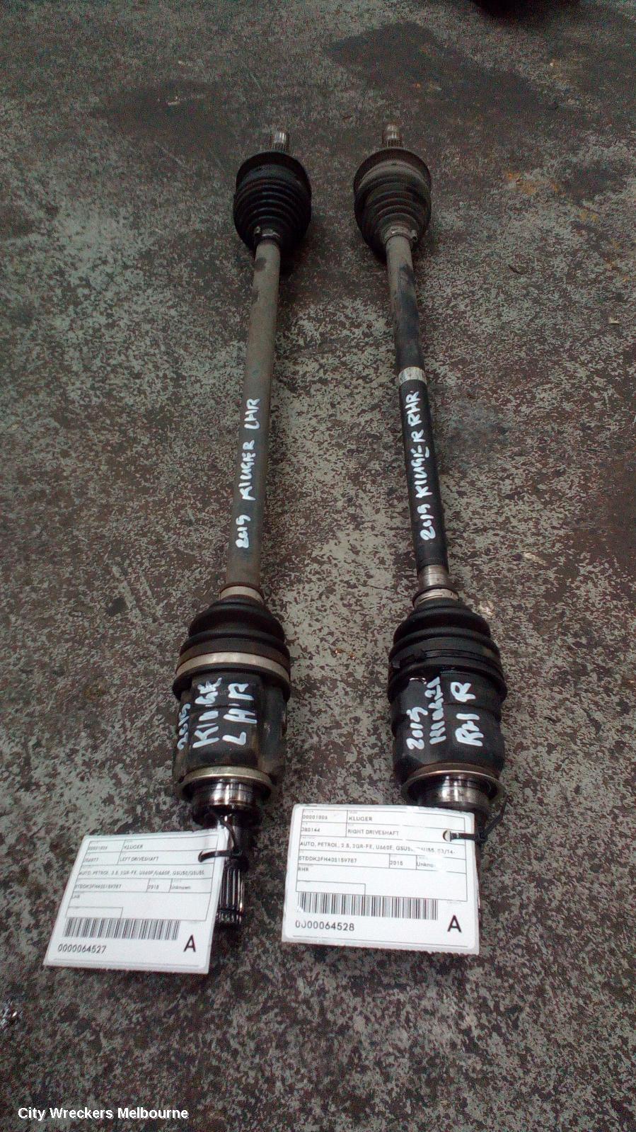 TOYOTA KLUGER RIGHT DRIVESHAFT, REAR, AUTO, AWD, PETROL, 3.5, 2GR-FE, U660F, GSU50-GSU55, 12/2013 - 10/2016