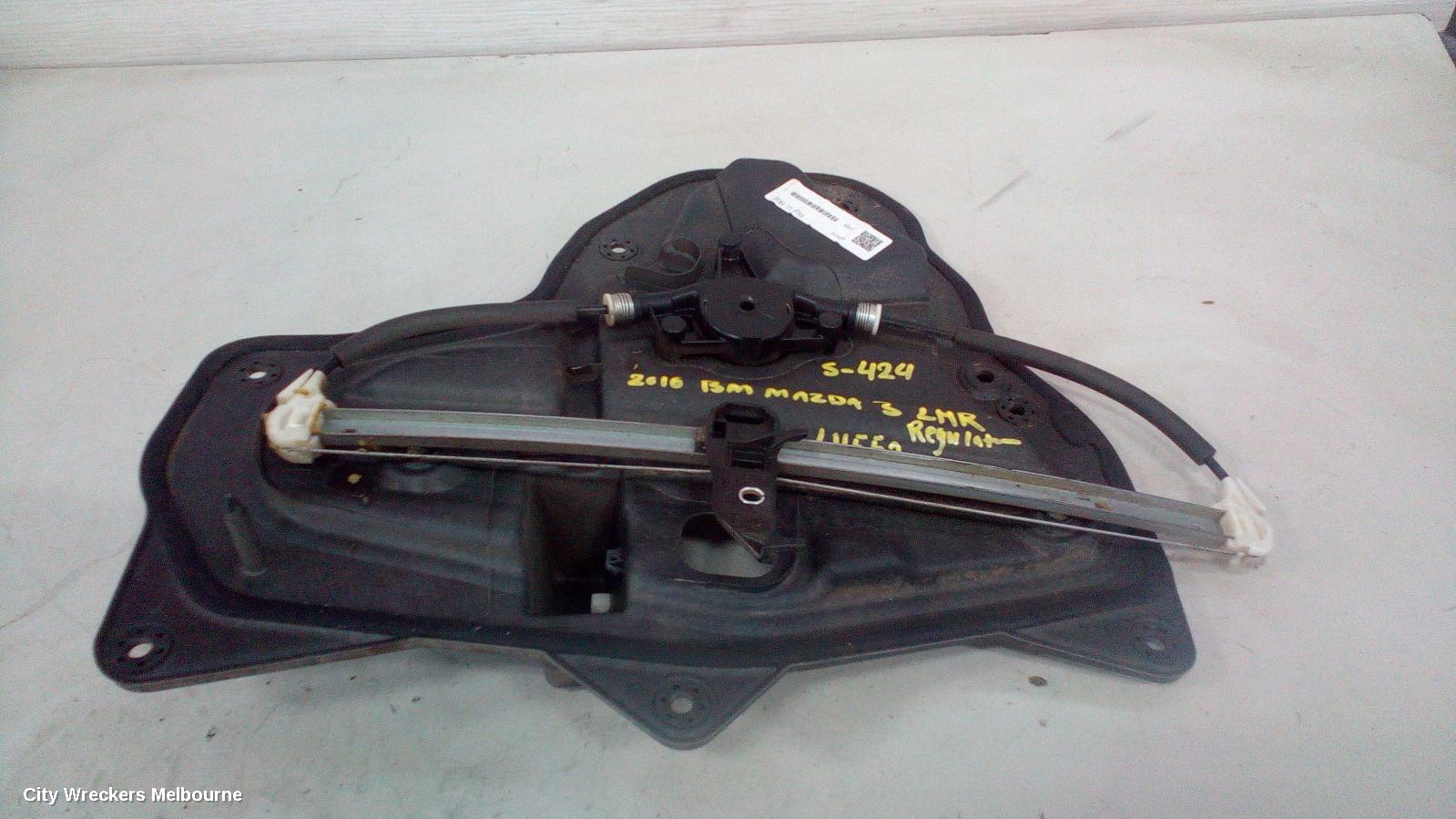 MAZDA 3 LEFT REAR WND REG/MOTOR, BM-BN, 06/2013 - 02/2019
