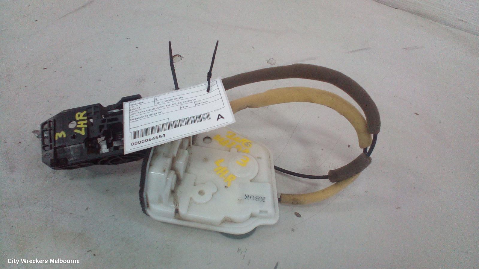 MAZDA 3 DOOR/BOOT/GATE LOCK, LEFT REAR DOOR LOCK, BM-BN, 06/2013 - 02/2019