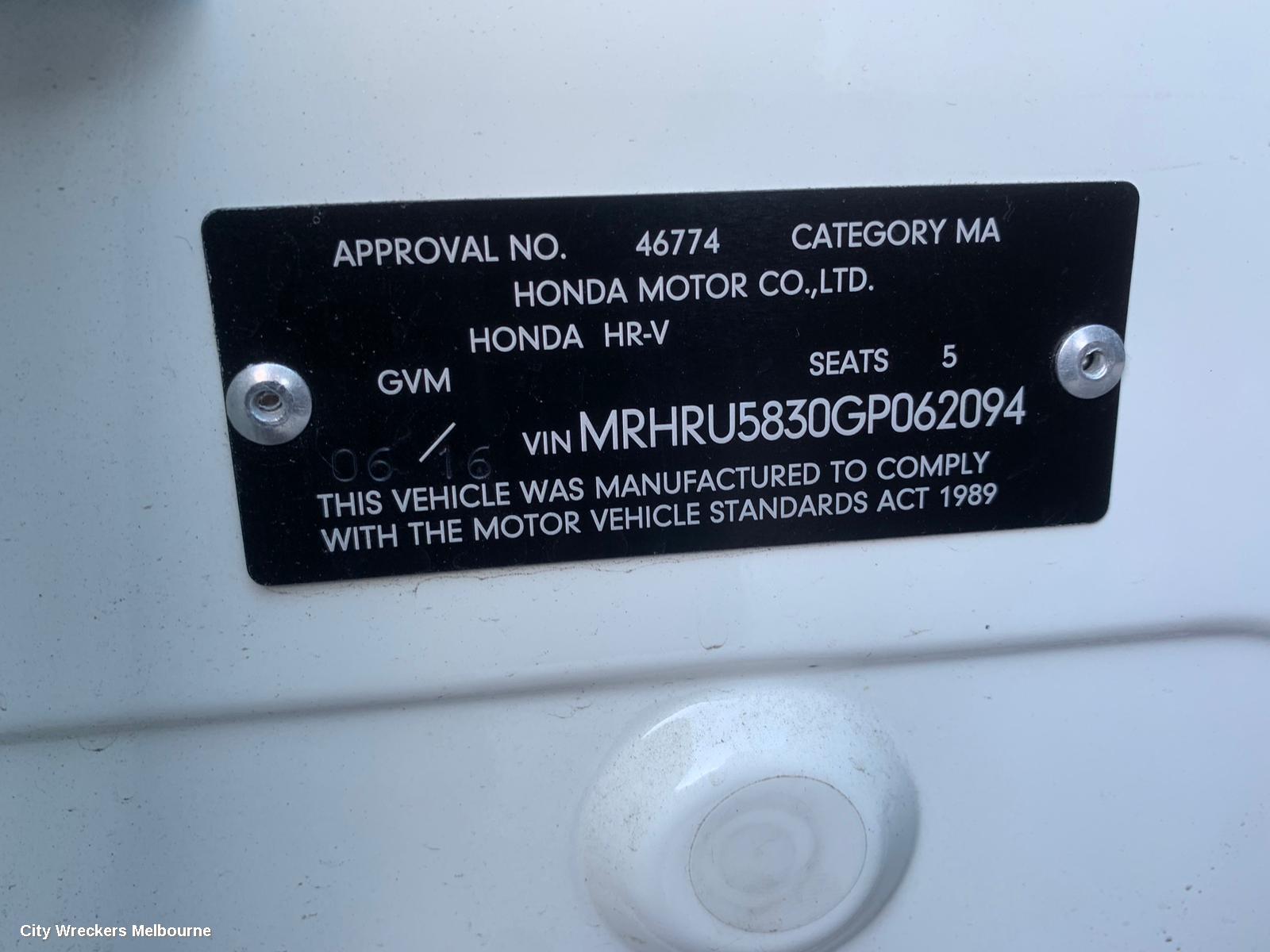 HONDA HRV RIGHT REAR WND REG/MOTOR, RU5, VTI/VTI-S, 2 PIN, 12/2014 - 10/2021
