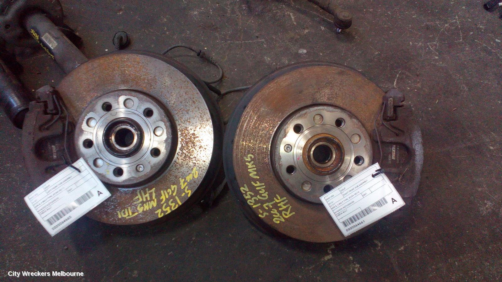 VOLKSWAGEN GOLF RIGHT FRONT HUB ASSEMBLY, GEN 5, 4 BOLT TYPE, 07/2004 - 02/2009