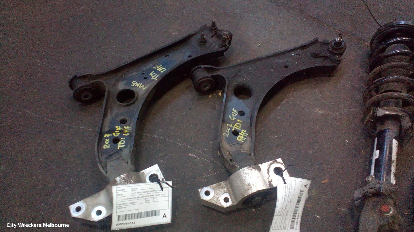 VOLKSWAGEN GOLF LEFT FRONT LOWER CONTROL ARM, GEN 5, STANDARD/GTI, PRESSED STEEL TYPE, 07/2004 - 02/2009