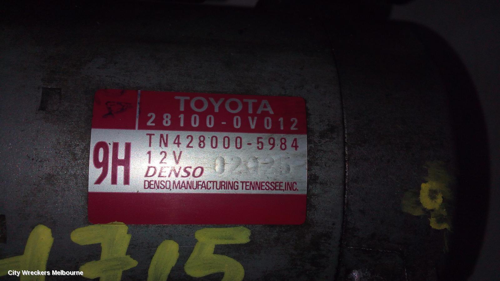 TOYOTA AURION STARTER, PETROL, 3.5, 2GR-FE, GSV50R, 02/2012 - 08/2017