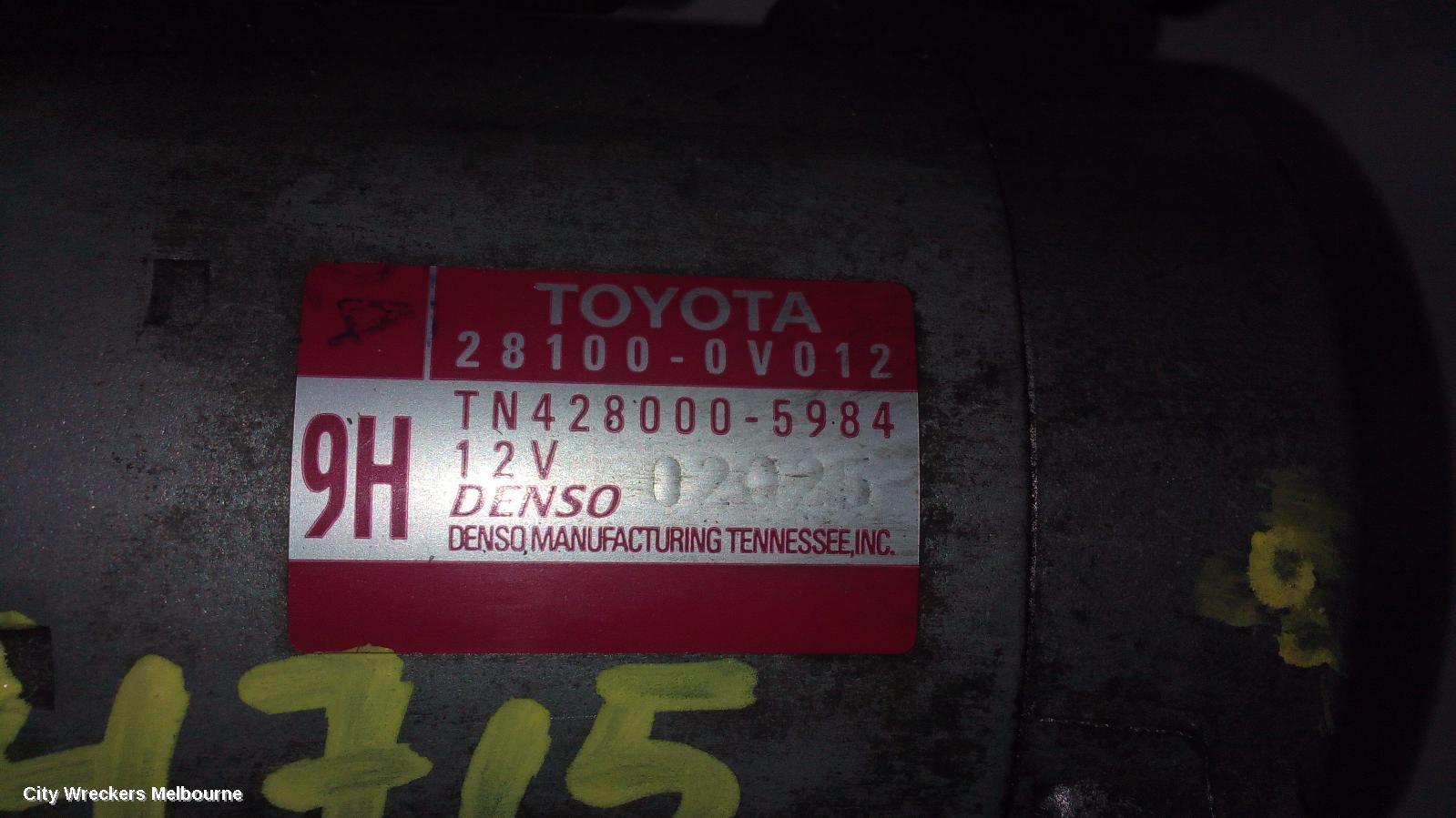 TOYOTA AURION STARTER, PETROL, 3.5, 2GR-FE, GSV50R, 02/2012 - 08/2017