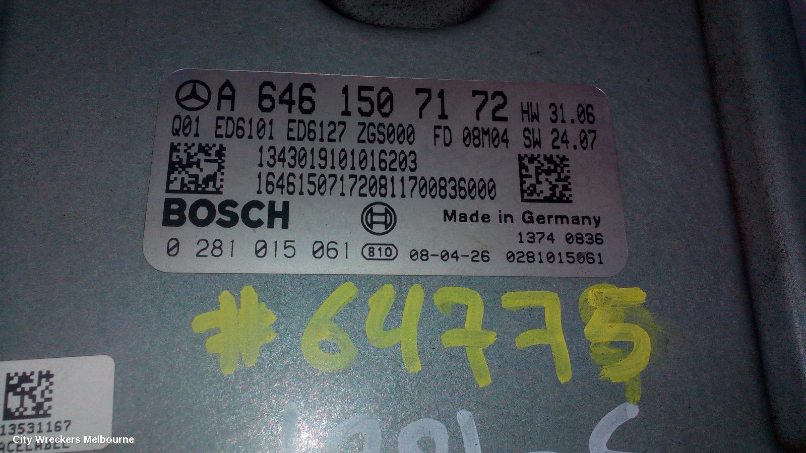 MERCEDES VITO ECU, ENGINE ECU, 2.1, DIESEL, P/N A6461507172, ECU ONLY, 05/2004 - 01/2011