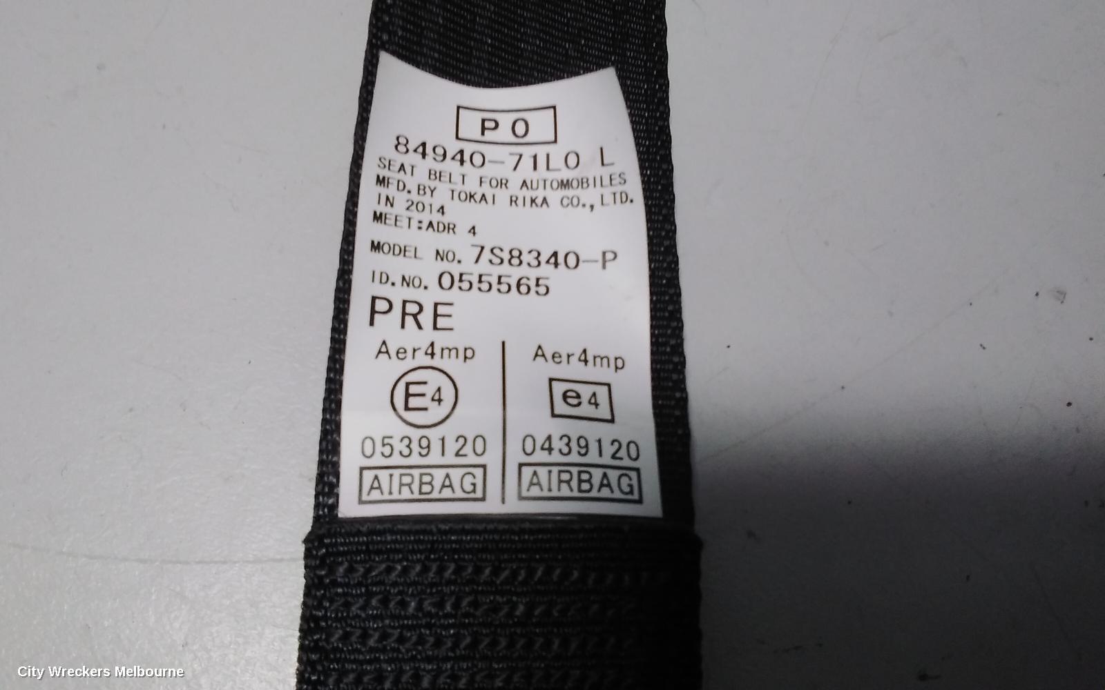 SUZUKI SWIFT SEATBELT/STALK, LH FRONT, SEAT BELT ONLY, FZ, 08/2010 - 03/2017