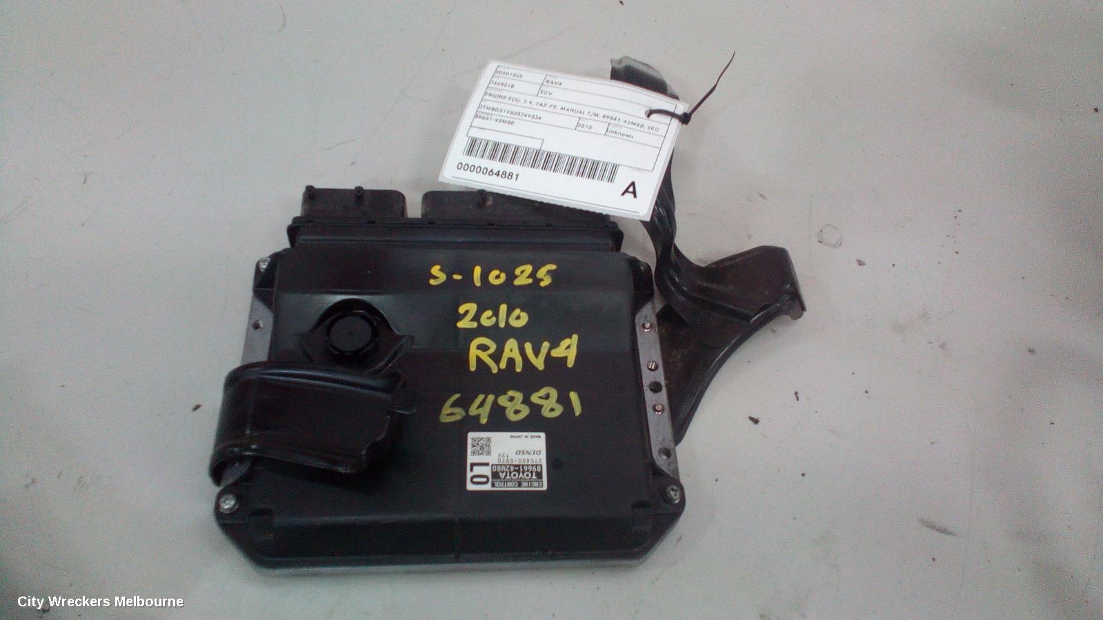 TOYOTA RAV4 ECU, ENGINE ECU, 2.4, 2AZ-FE, MANUAL T/M, 89661-42M80, SEC SET (ECU/IMM/READER/KEY), ACA33, 11/2005 - 11/2012