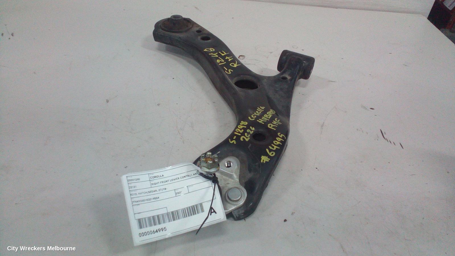 TOYOTA COROLLA RIGHT FRONT LOWER CONTROL ARM, E210, HATCH/SEDAN, 07/2018 ONWARDS