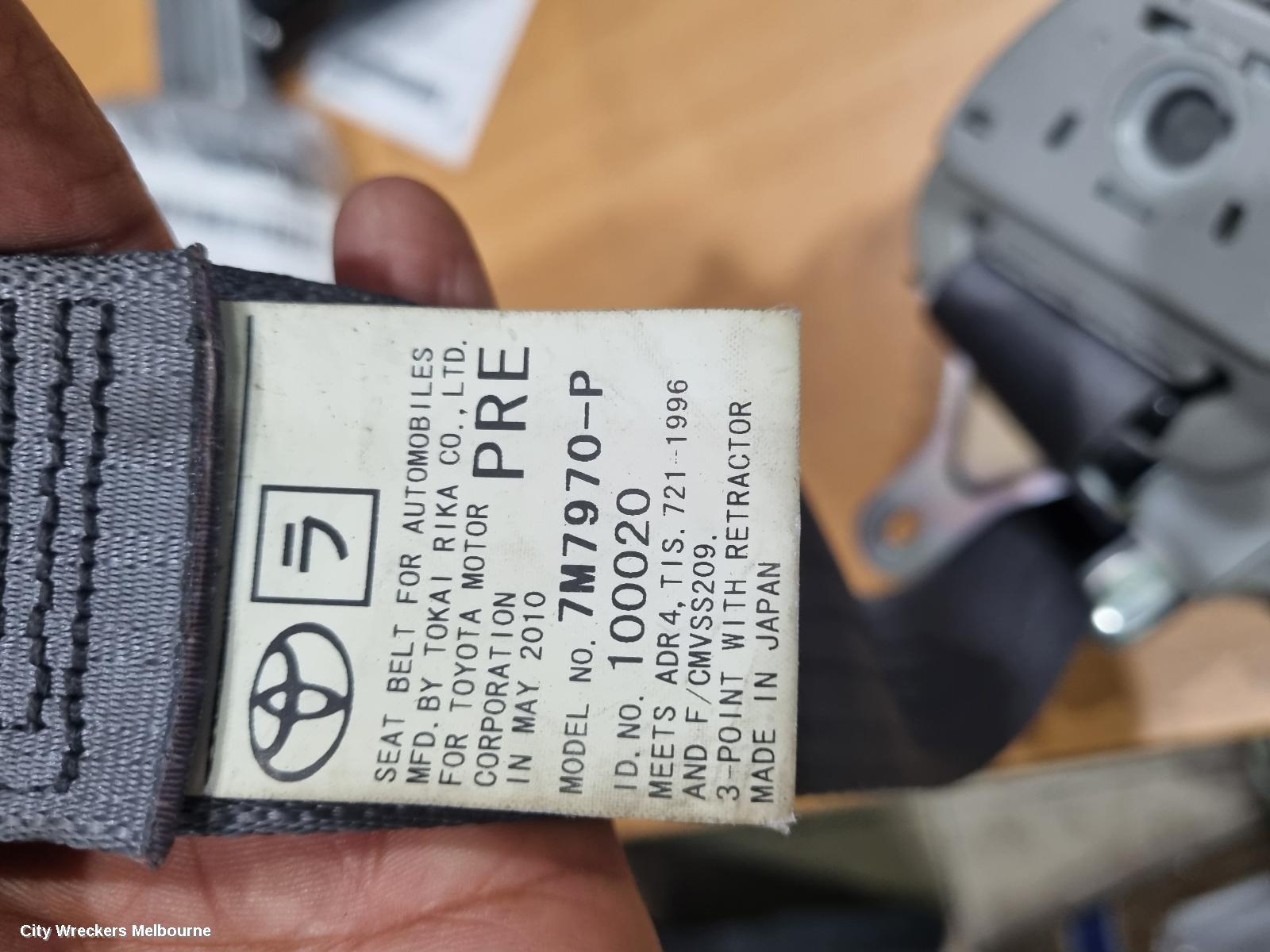 TOYOTA HIACE SEATBELT/STALK, RH FRONT, SEAT BELT STALK ONLY, GREY, TRH/KDH, 03/2005 - 04/2019