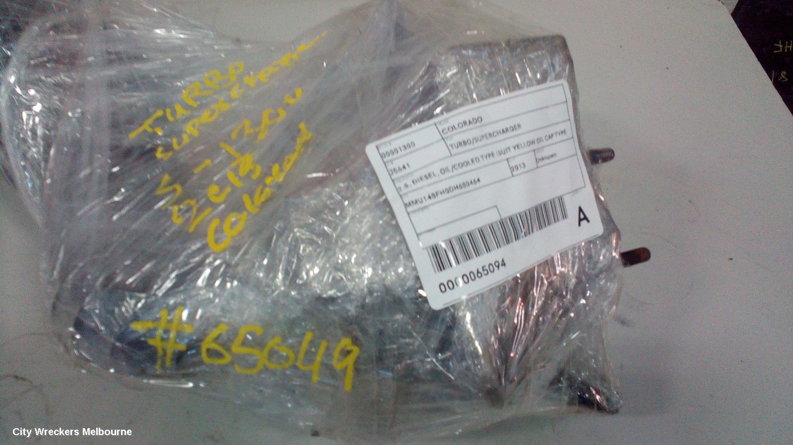 HOLDEN COLORADO TURBO SUPERCHARGER, RG, 2.5, DIESEL, LVN (YELLOW CAP MOTOR), 01/2012 - 08/2013