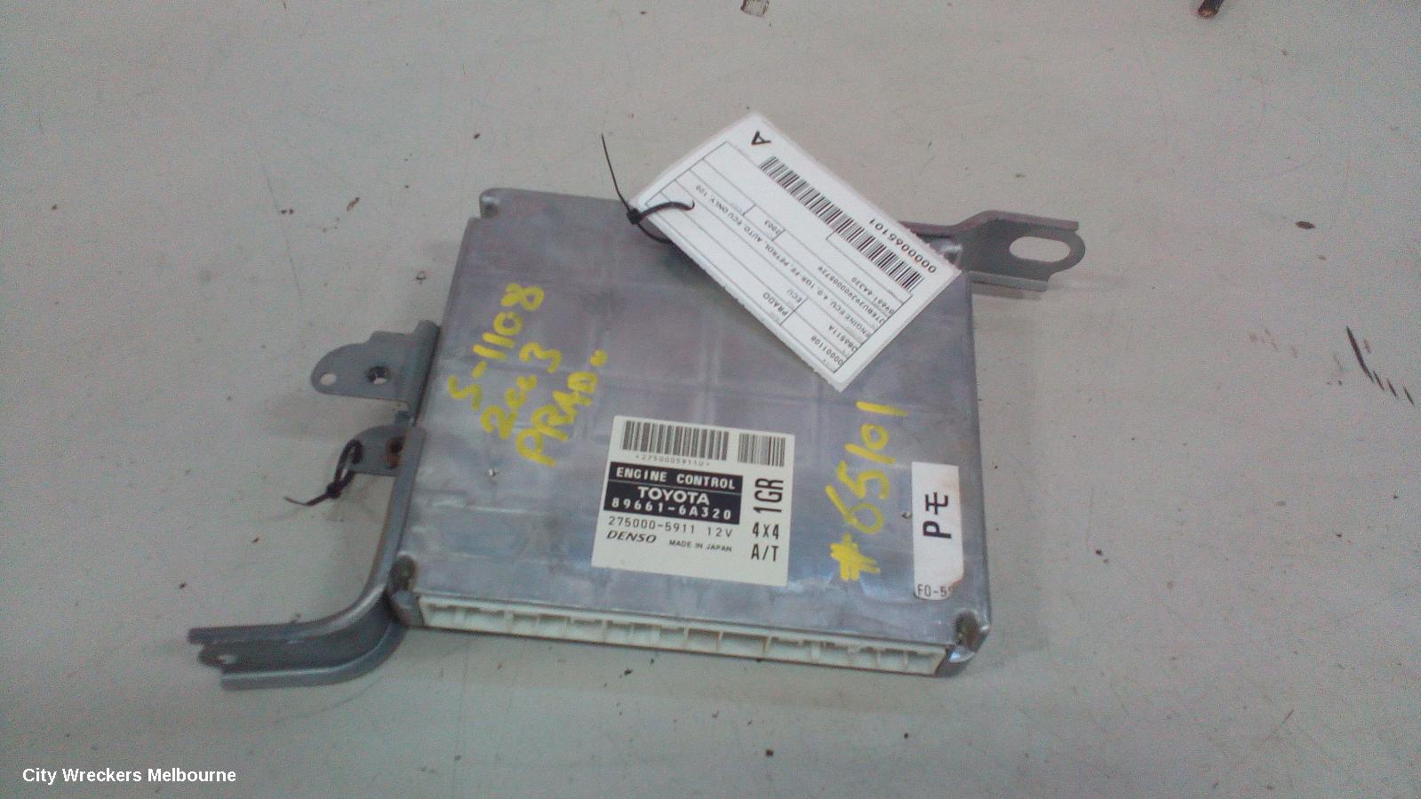 TOYOTA PRADO ECU, 120 SERIES, ENGINE ECU, 4.0, PETROL, 1GR-FE, AUTO (4SPD), P/N 896616A320, ECU ONLY, 01/2003 - 08/2004