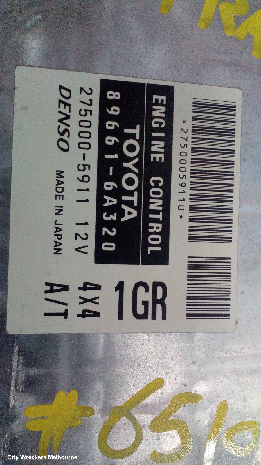 TOYOTA PRADO ECU, 120 SERIES, ENGINE ECU, 4.0, PETROL, 1GR-FE, AUTO (4SPD), P/N 896616A320, ECU ONLY, 01/2003 - 08/2004