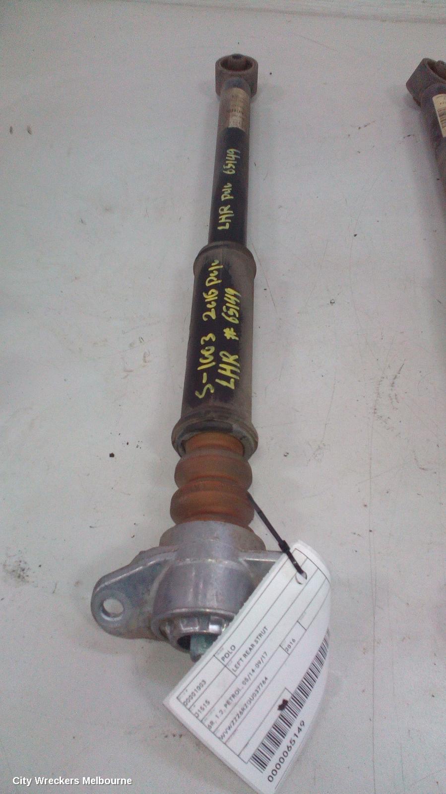 VOLKSWAGEN POLO LEFT REAR STRUT, 6R, 1.2, PETROL, 05/2014 - 09/2017