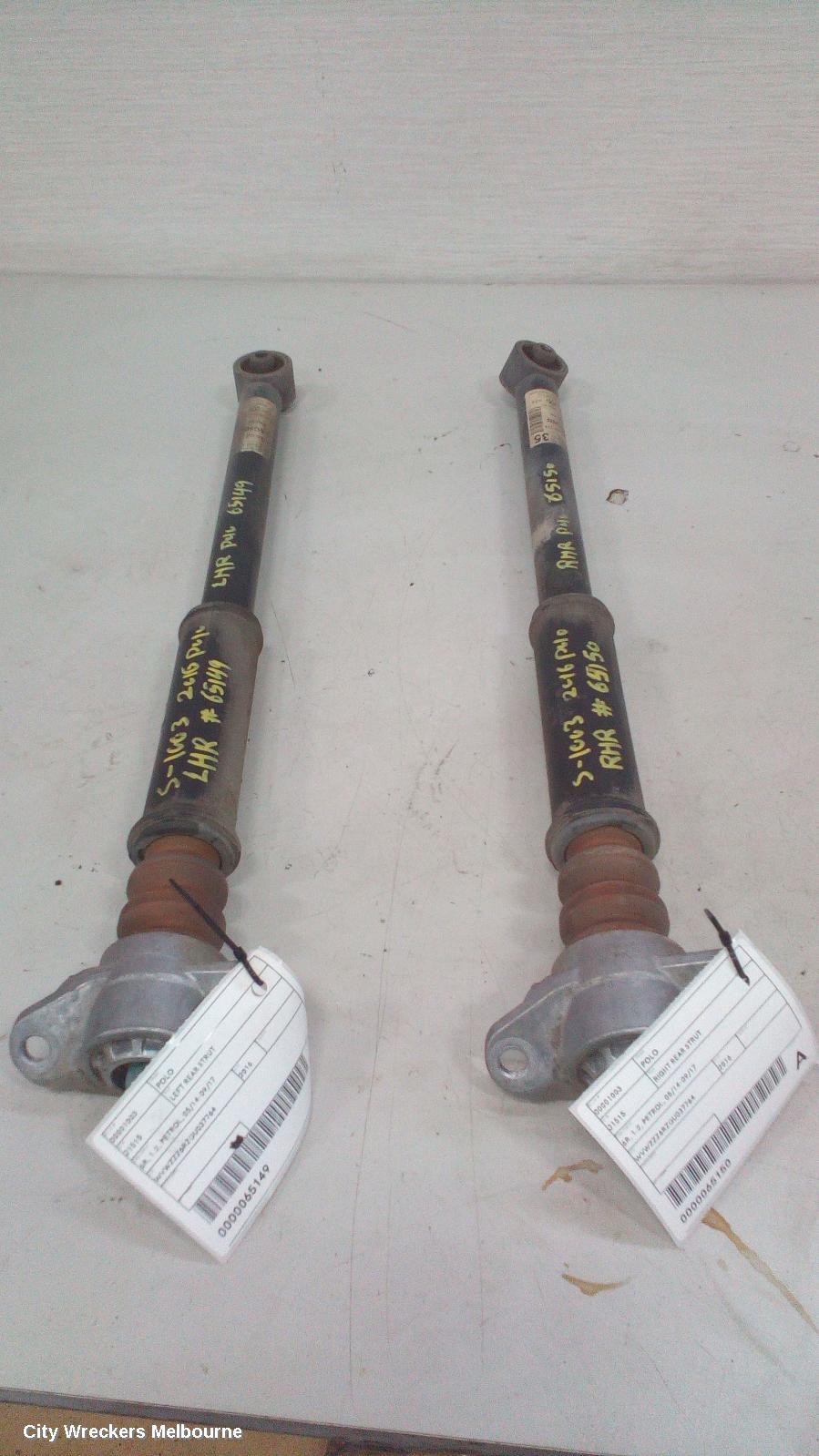 VOLKSWAGEN POLO LEFT REAR STRUT, 6R, 1.2, PETROL, 05/2014 - 09/2017